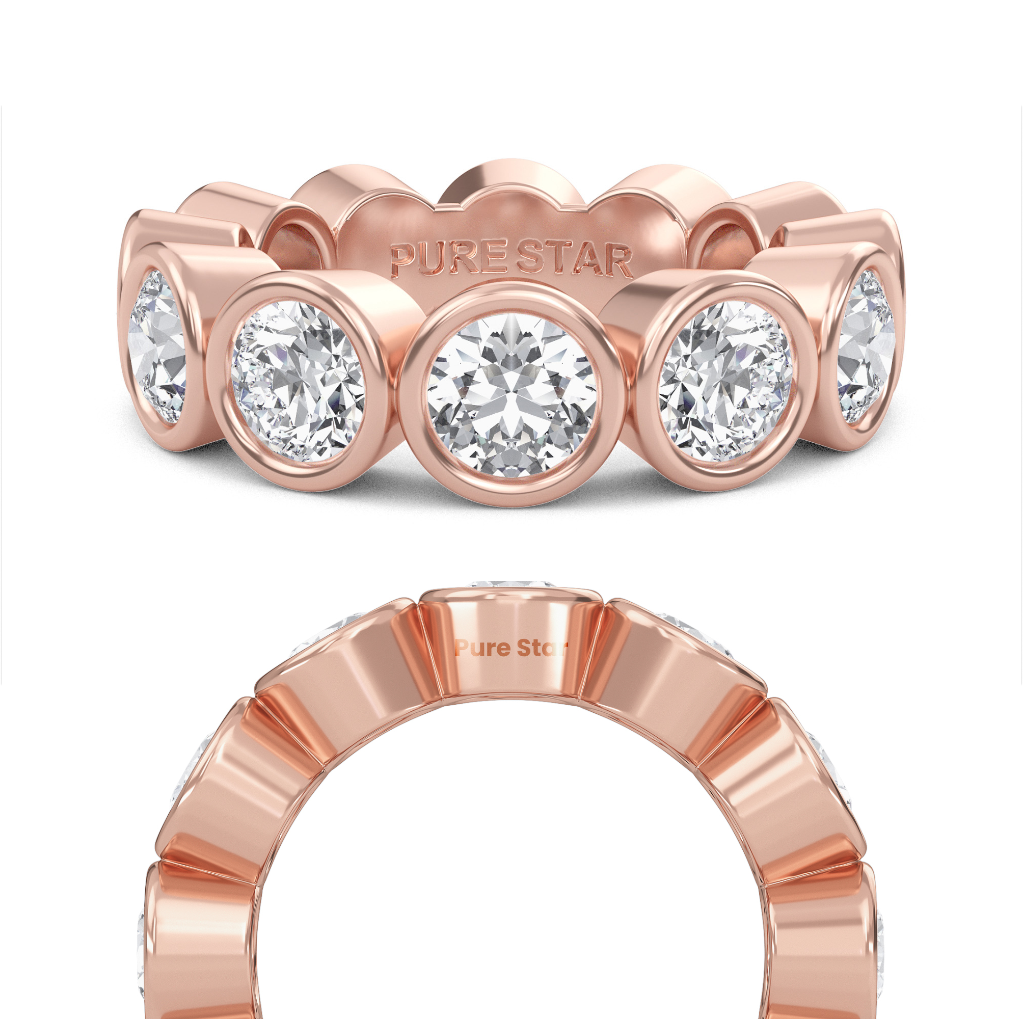Azari Round Lab Grown Eternity Band 4.80mm 10k Rose Gold-purestarjewelry