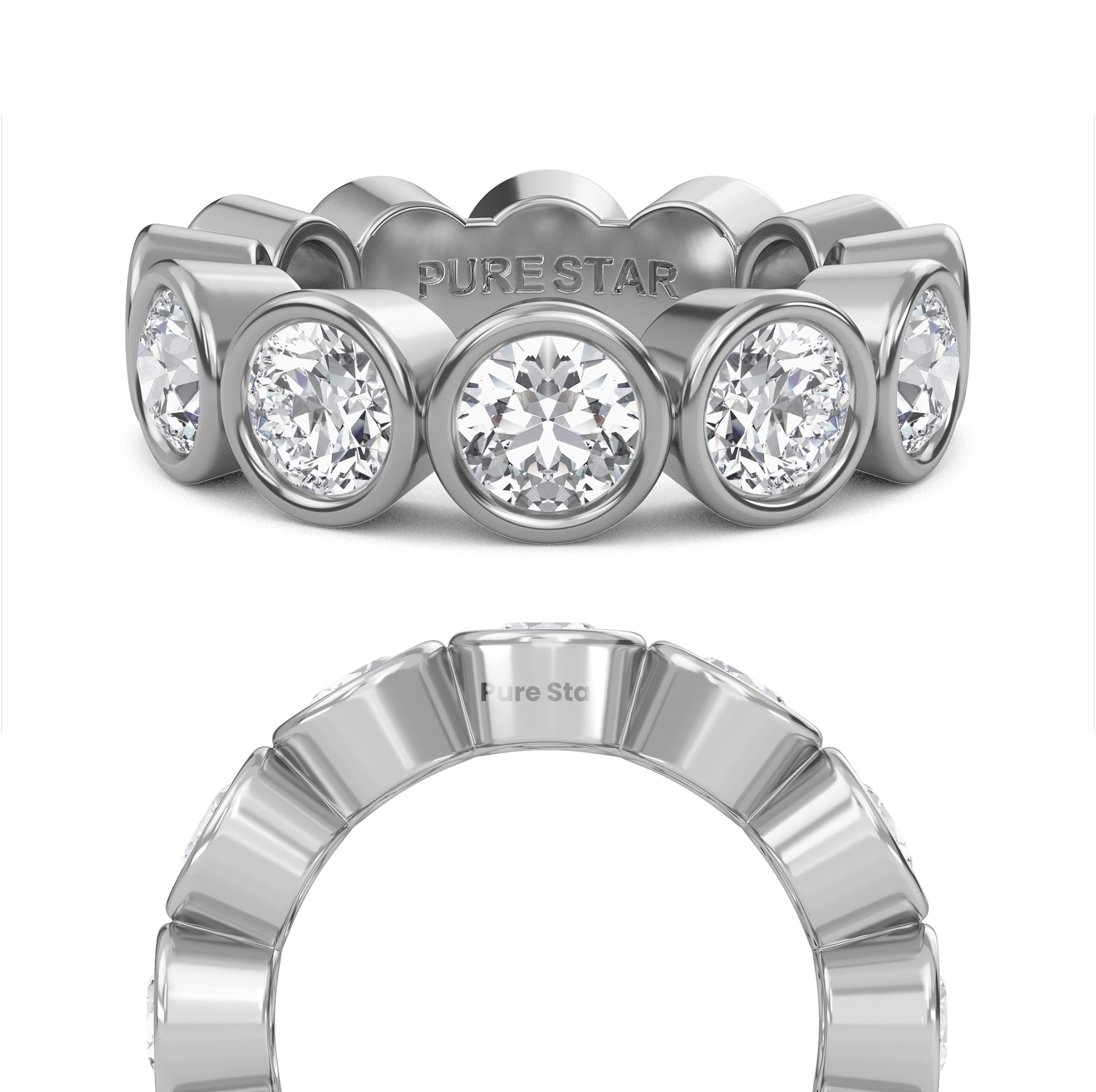 Azari Round Lab Grown Eternity Band 4.80mm 14K White Gold-purestarjewelry