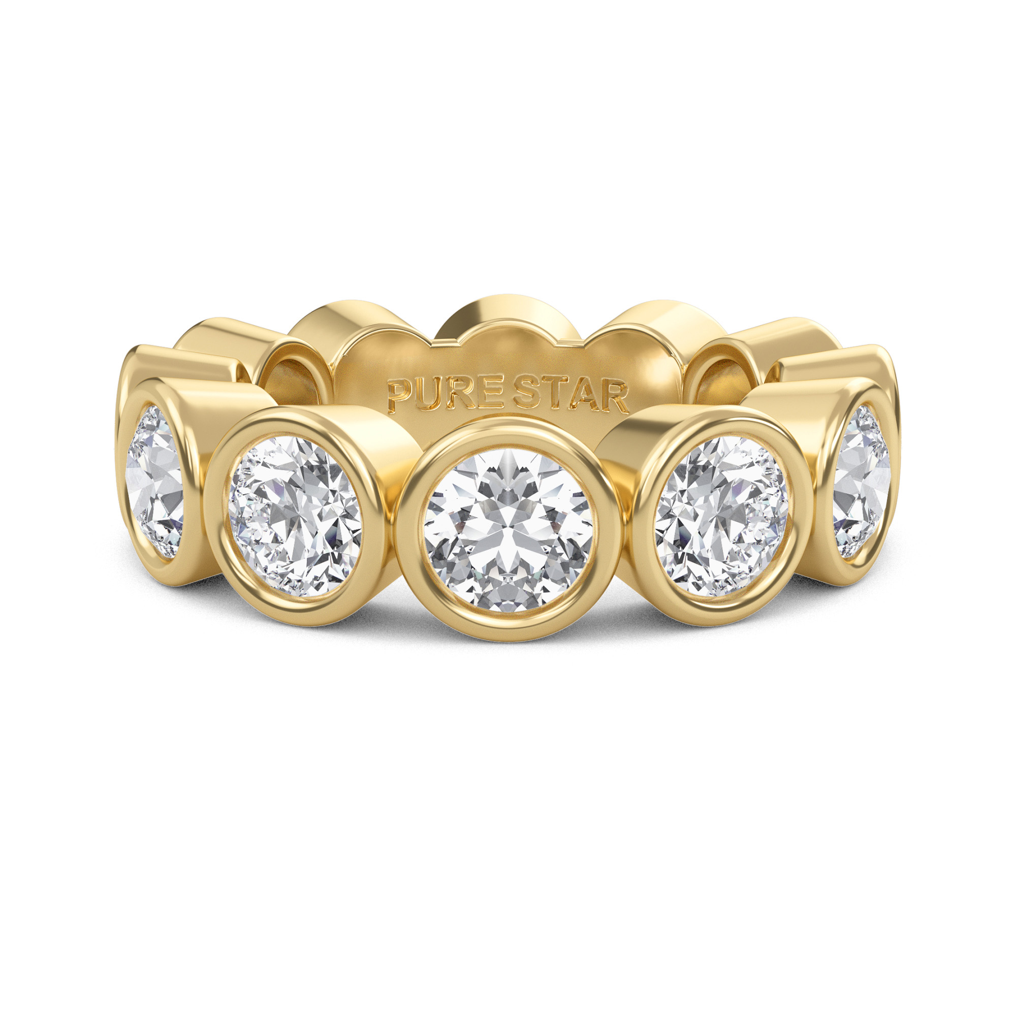 Azari Round Lab Grown Eternity Band 4.80mm 18K Yellow Gold-purestarjewelry