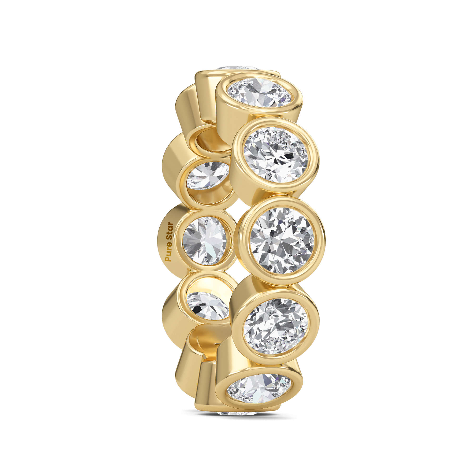 Azari Round Lab Grown Eternity Band 4.80mm 18K Yellow Gold-purestarjewelry