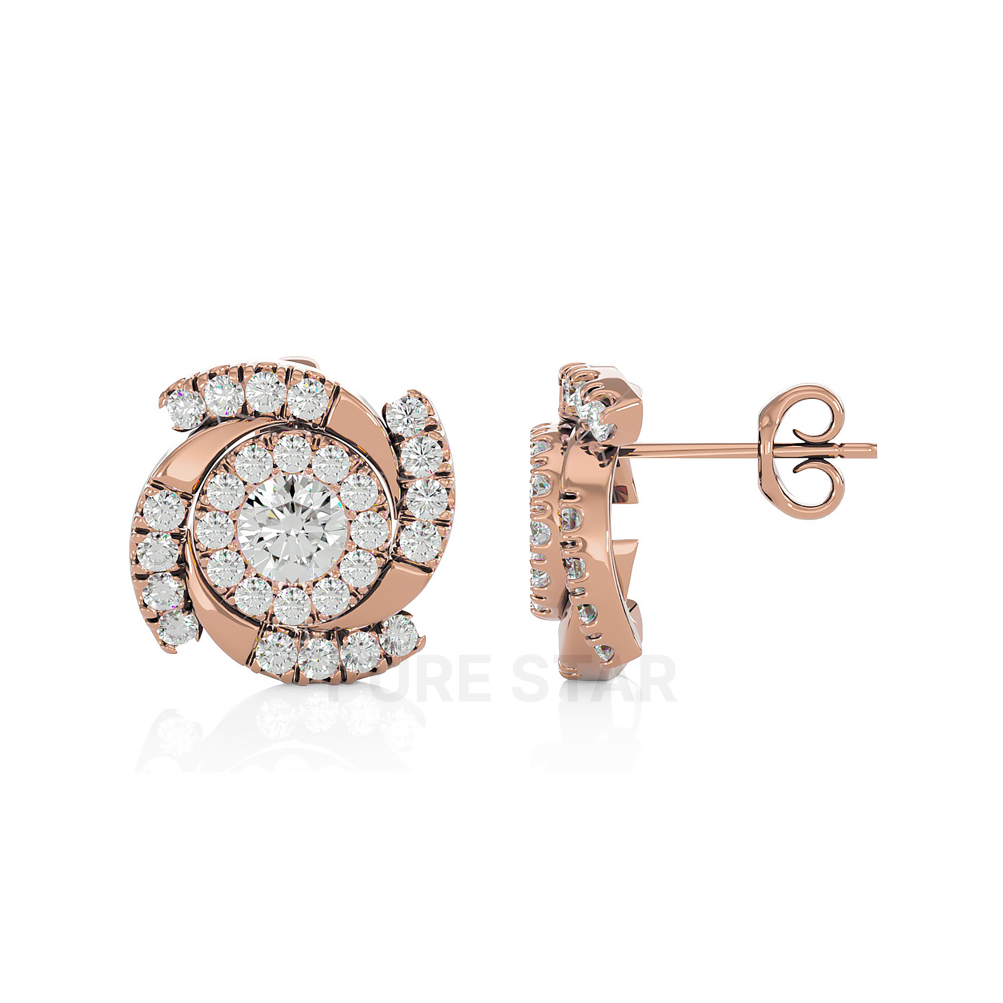 Cielo Round Lab Grown Earring 0.50CT 18K Rose Gold-purestarjewelry