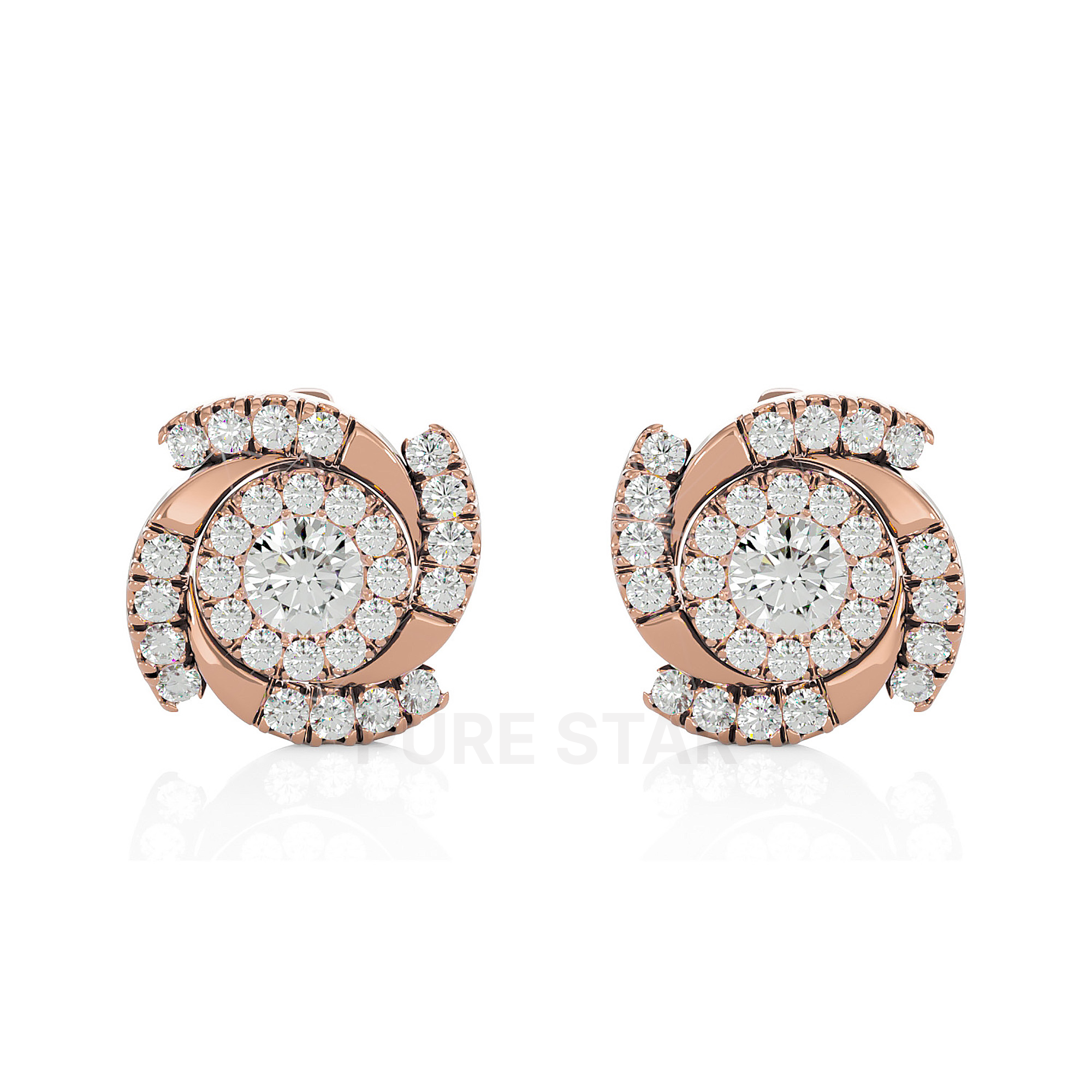 Cielo Round Lab Grown Earring 0.50CT 18K Rose Gold-purestarjewelry