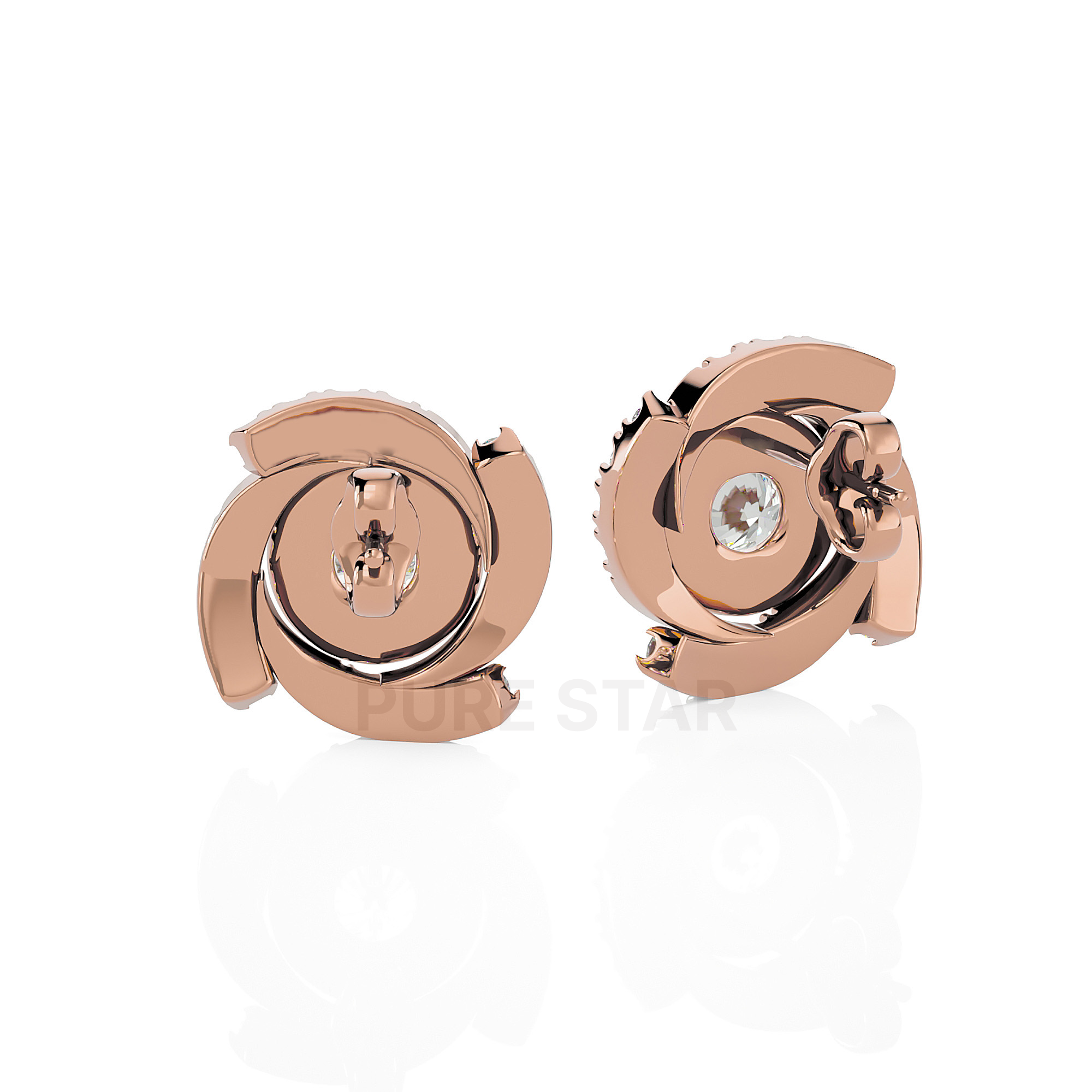 Cielo Round Lab Grown Earring 0.50CT 18K Rose Gold-purestarjewelry