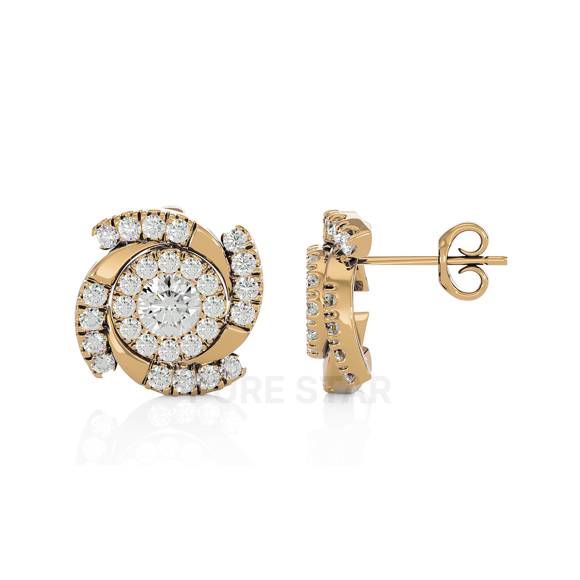 Cielo Round Lab Grown Earring 0.50CT 18K Yellow Gold-purestarjewelry