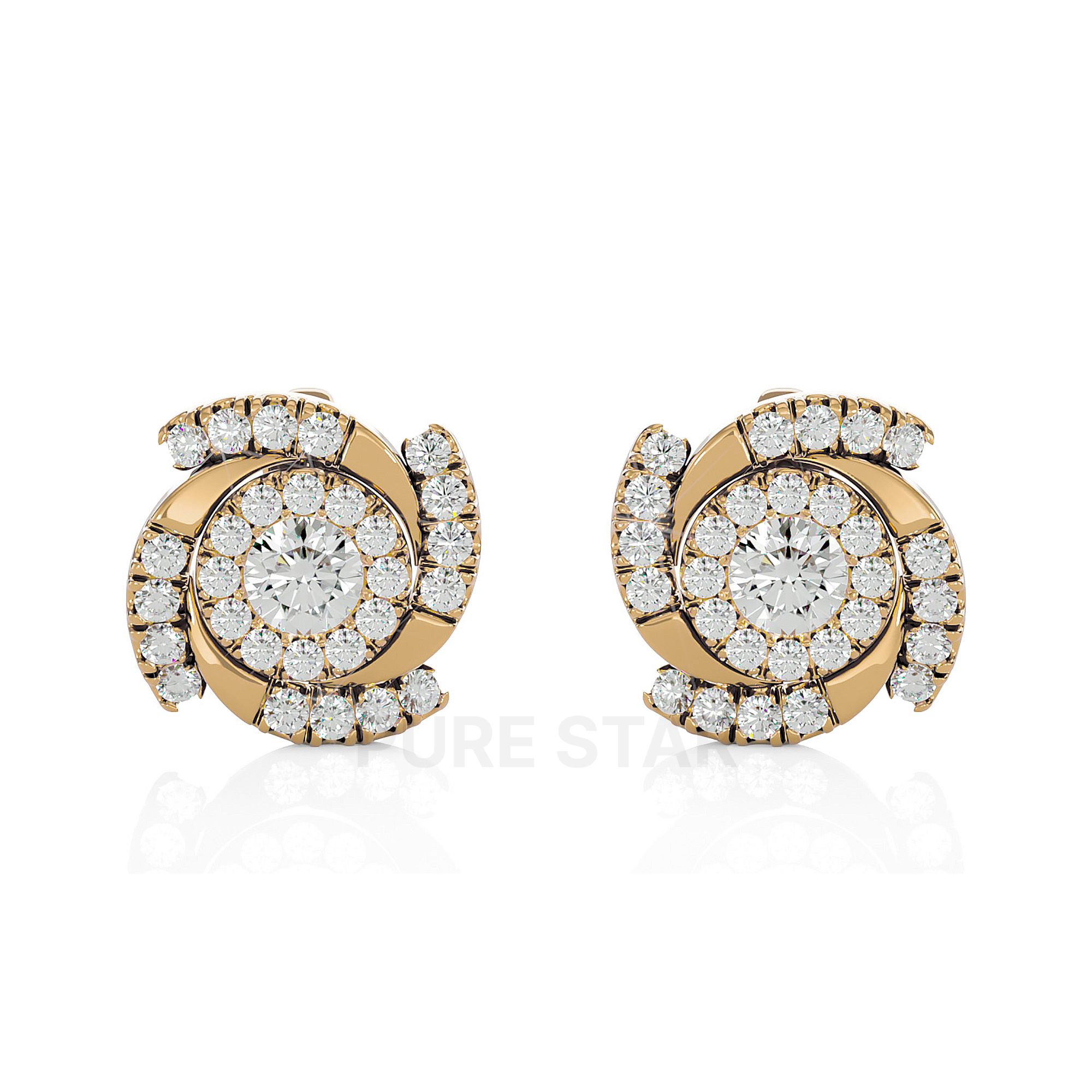 Cielo Round Lab Grown Earring 0.50CT 18K Yellow Gold-purestarjewelry
