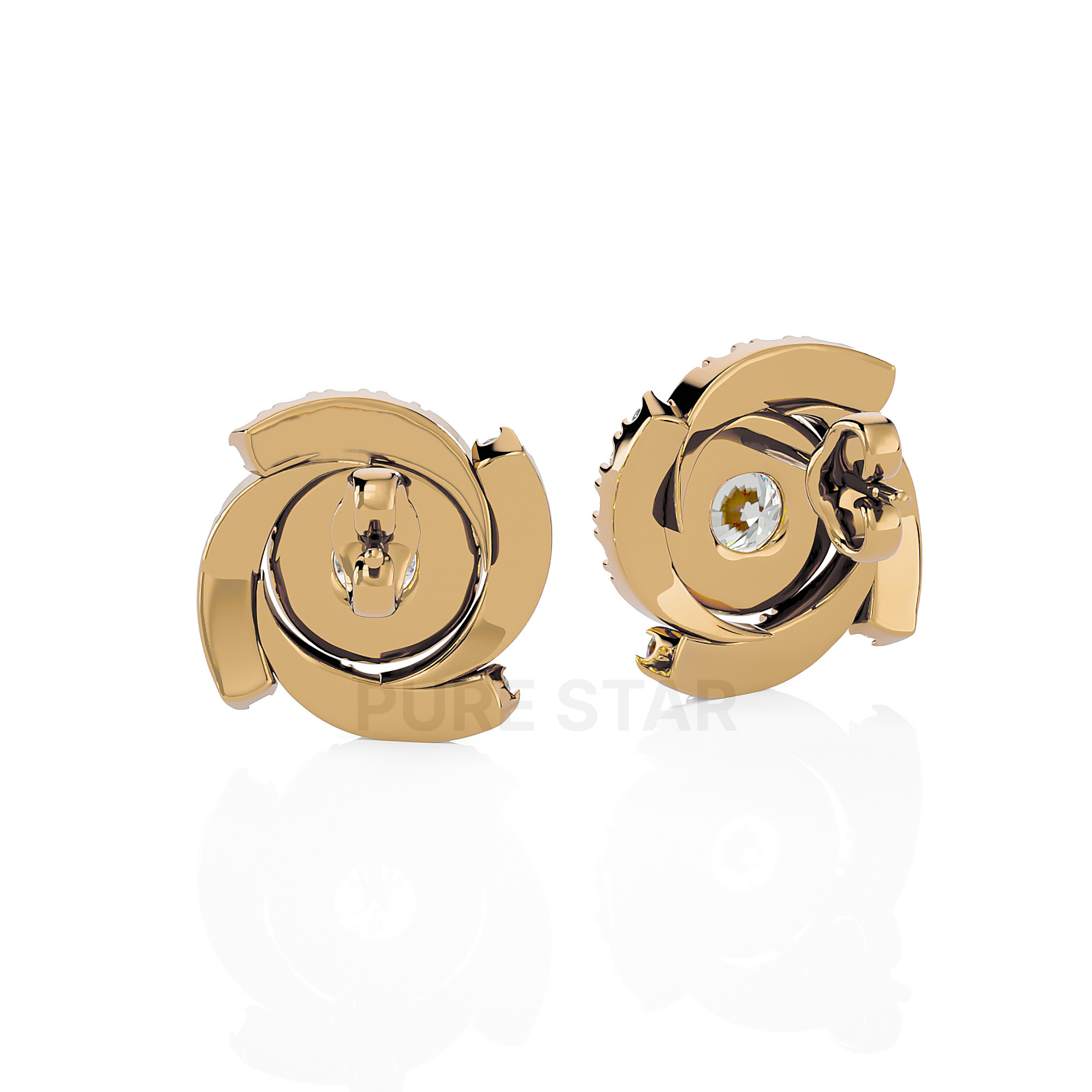 Cielo Round Lab Grown Earring 0.50CT 18K Yellow Gold-purestarjewelry