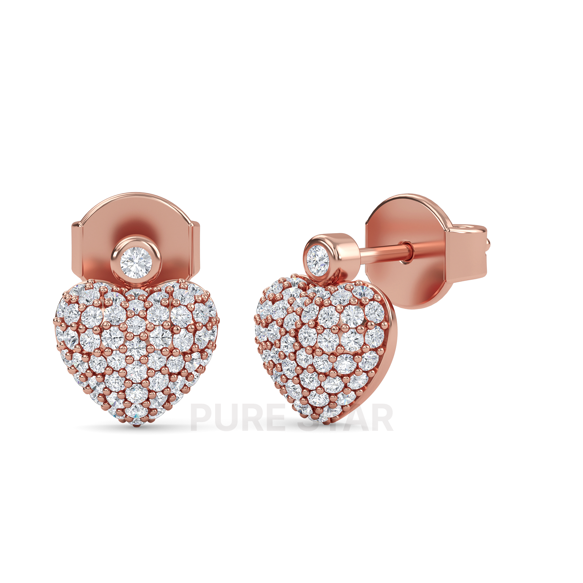 Austin Heart Lab Grown  Earring 0.28CT 18K Rose Gold-purestarjewelry