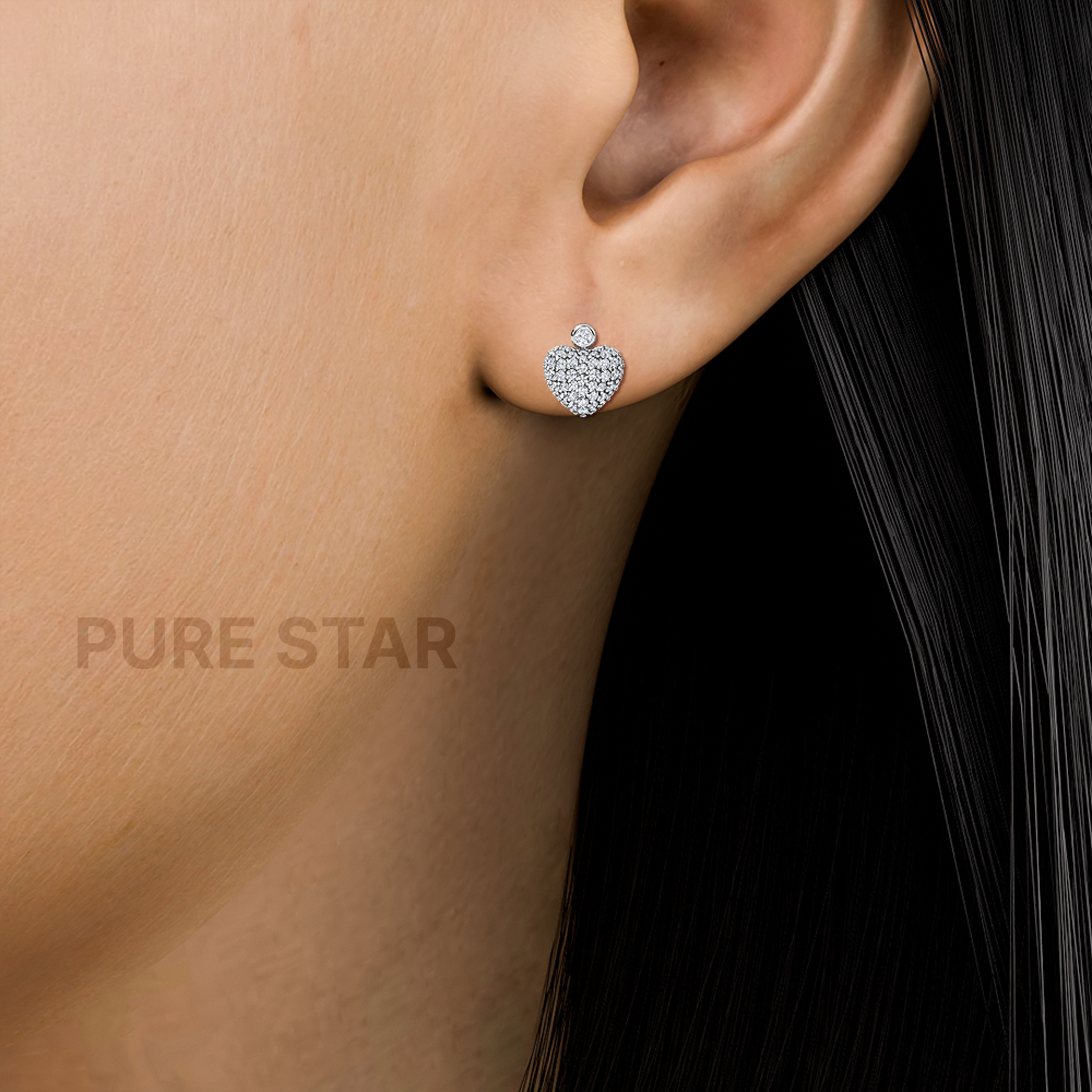 Austin Heart Lab Grown  Earring 0.28CT 14K White Gold-purestarjewelry