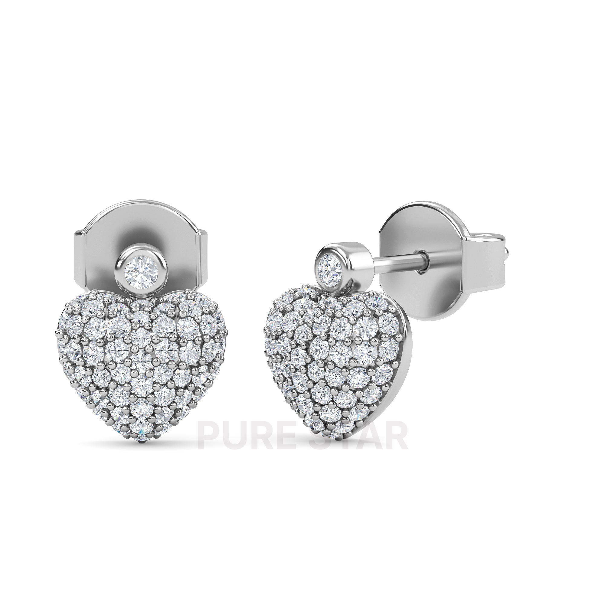 Austin Heart Lab Grown  Earring 0.28CT 14K White Gold-purestarjewelry