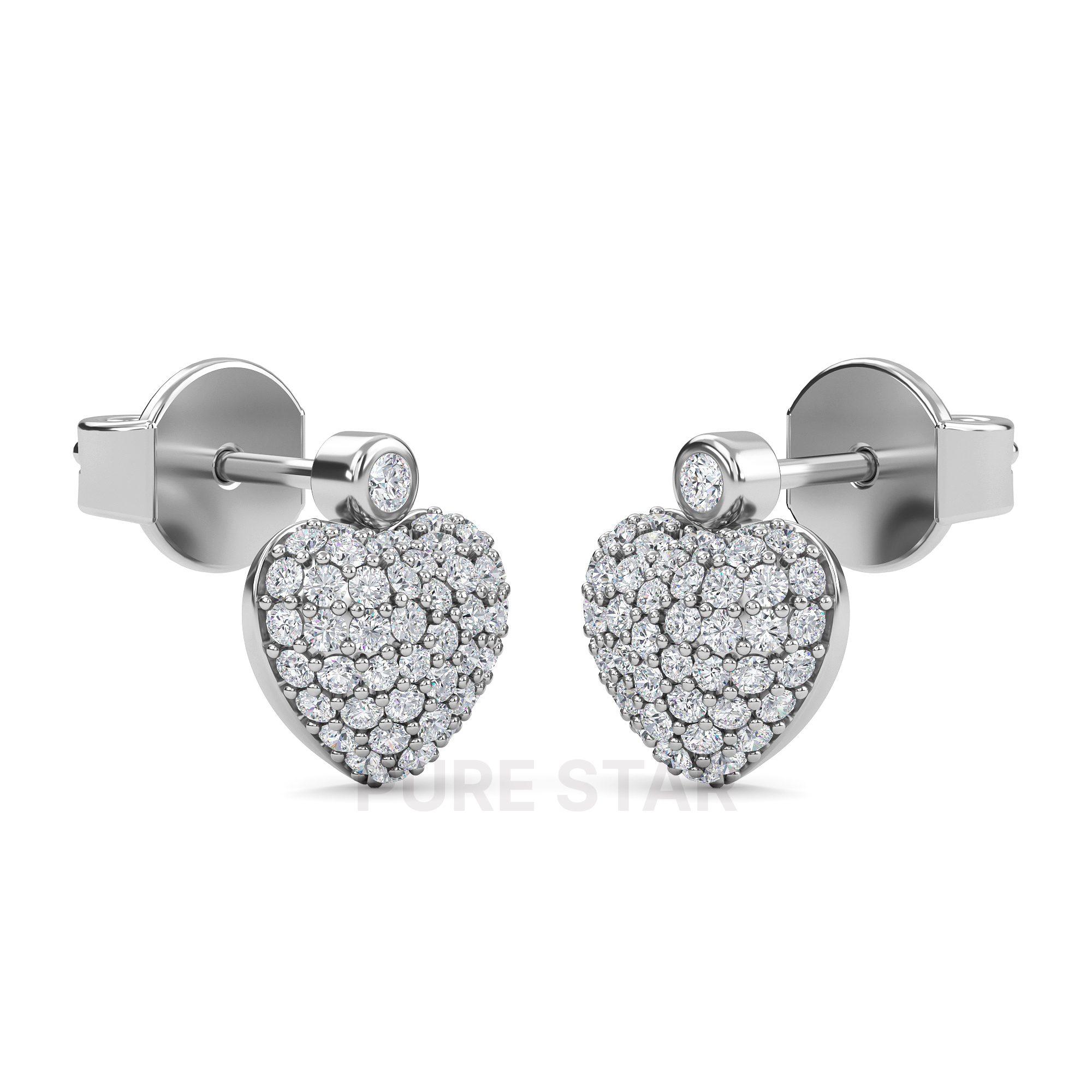 Austin Heart Lab Grown  Earring 0.28CT 14K White Gold-purestarjewelry