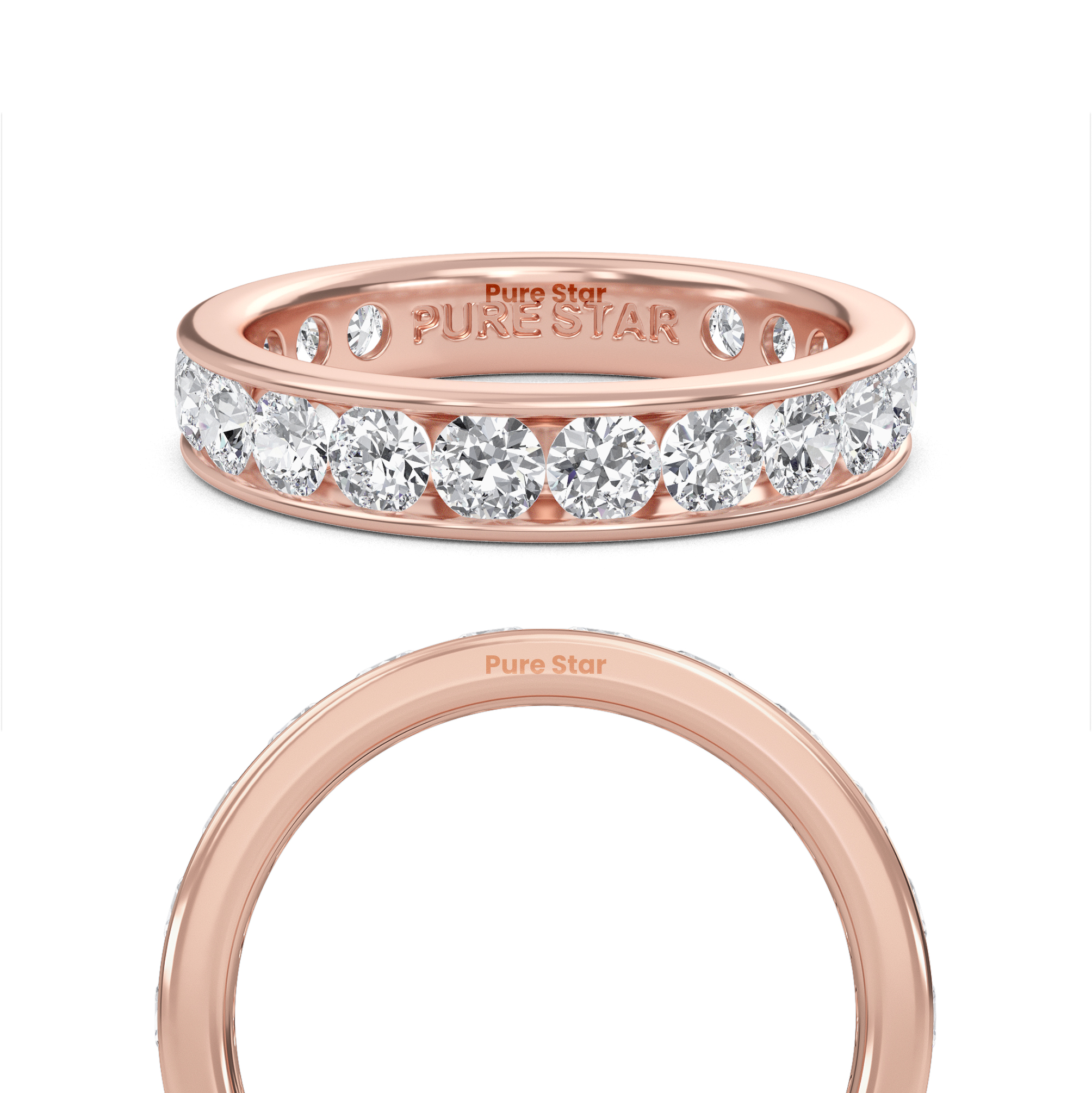 Serenity Round Lab Grown Eternity Band 2.80mm 14K Rose Gold-purestarjewelry