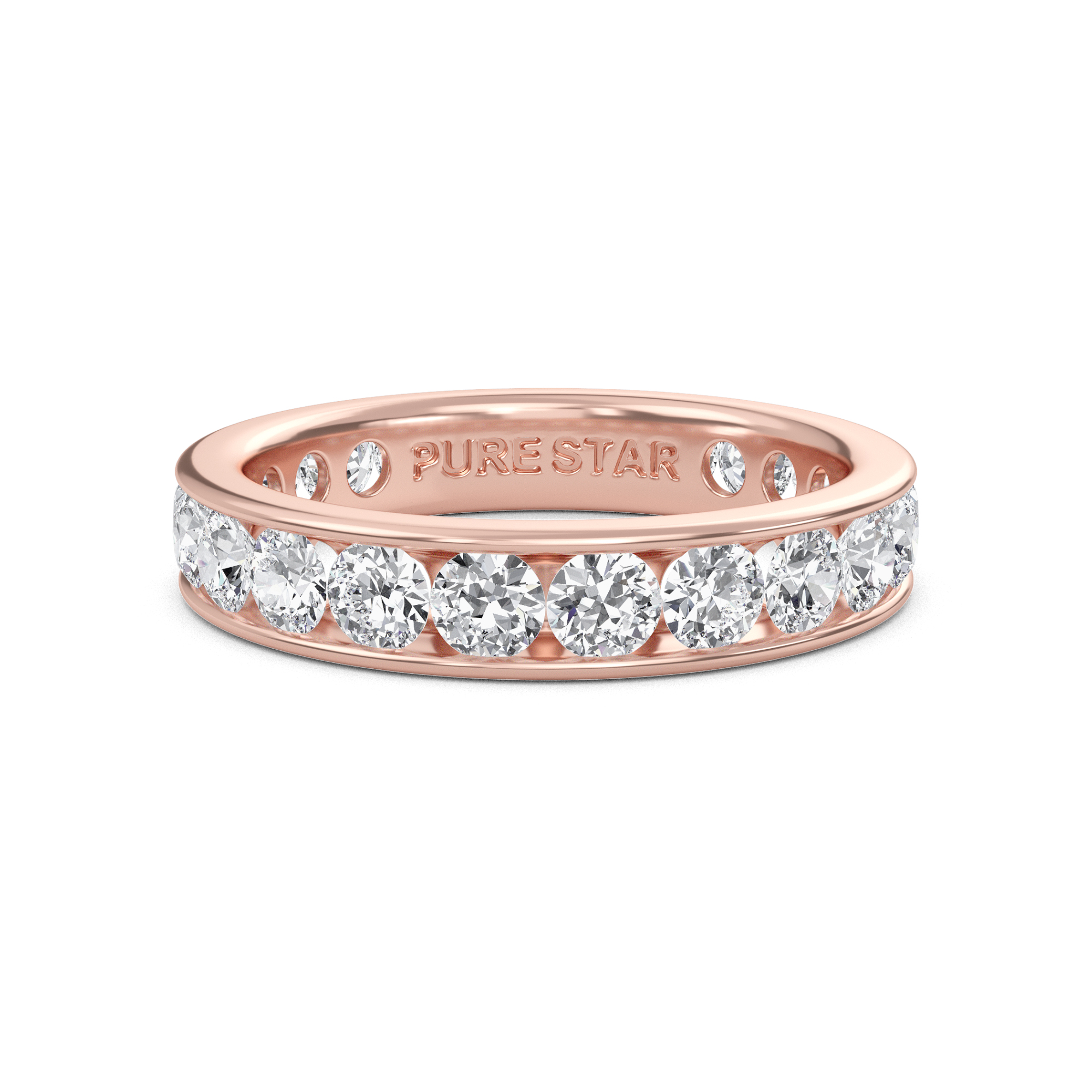 Serenity Round Lab Grown Eternity Band 2.80mm 18K Rose Gold-purestarjewelry