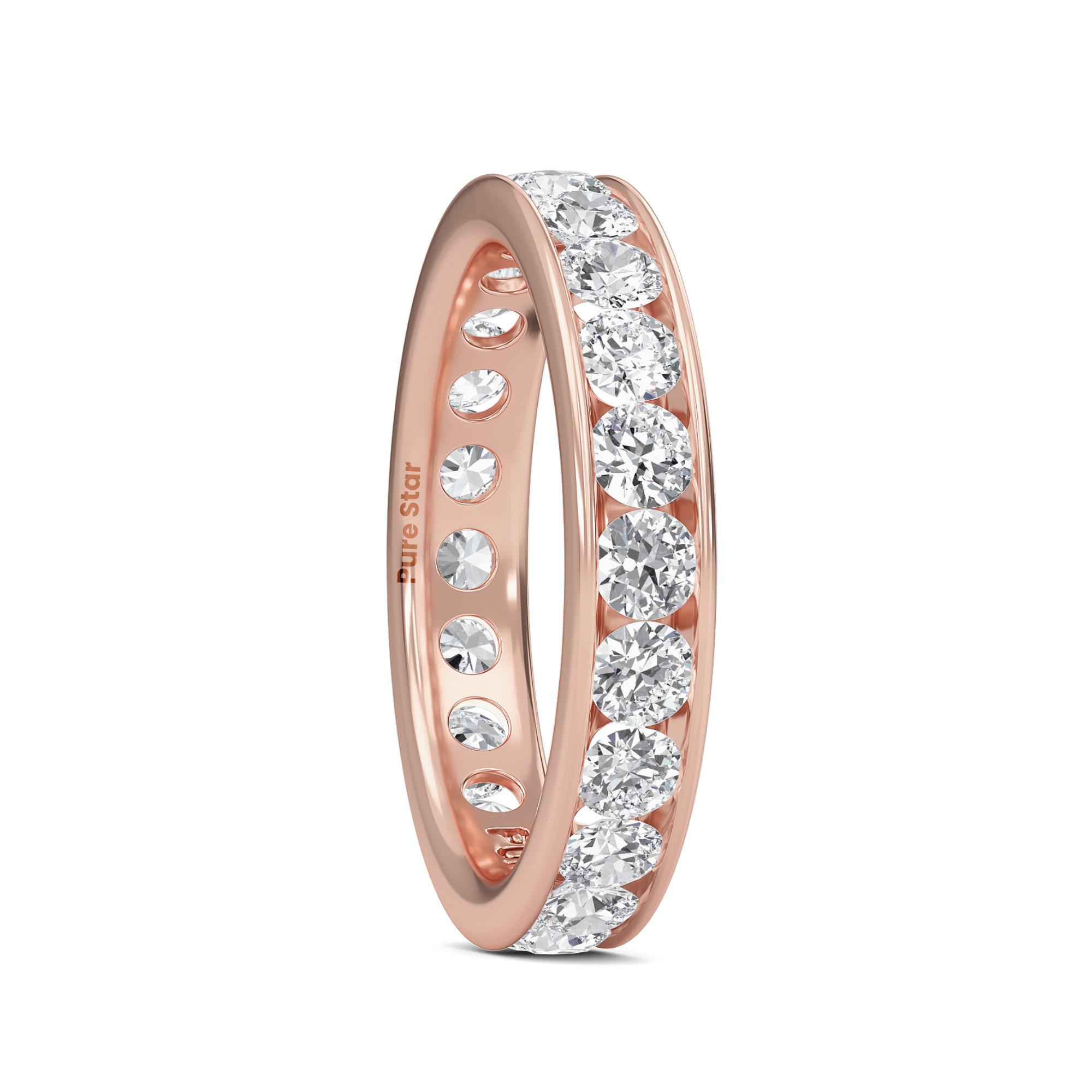 Serenity Round Lab Grown Eternity Band 2.80mm 14K Rose Gold-purestarjewelry