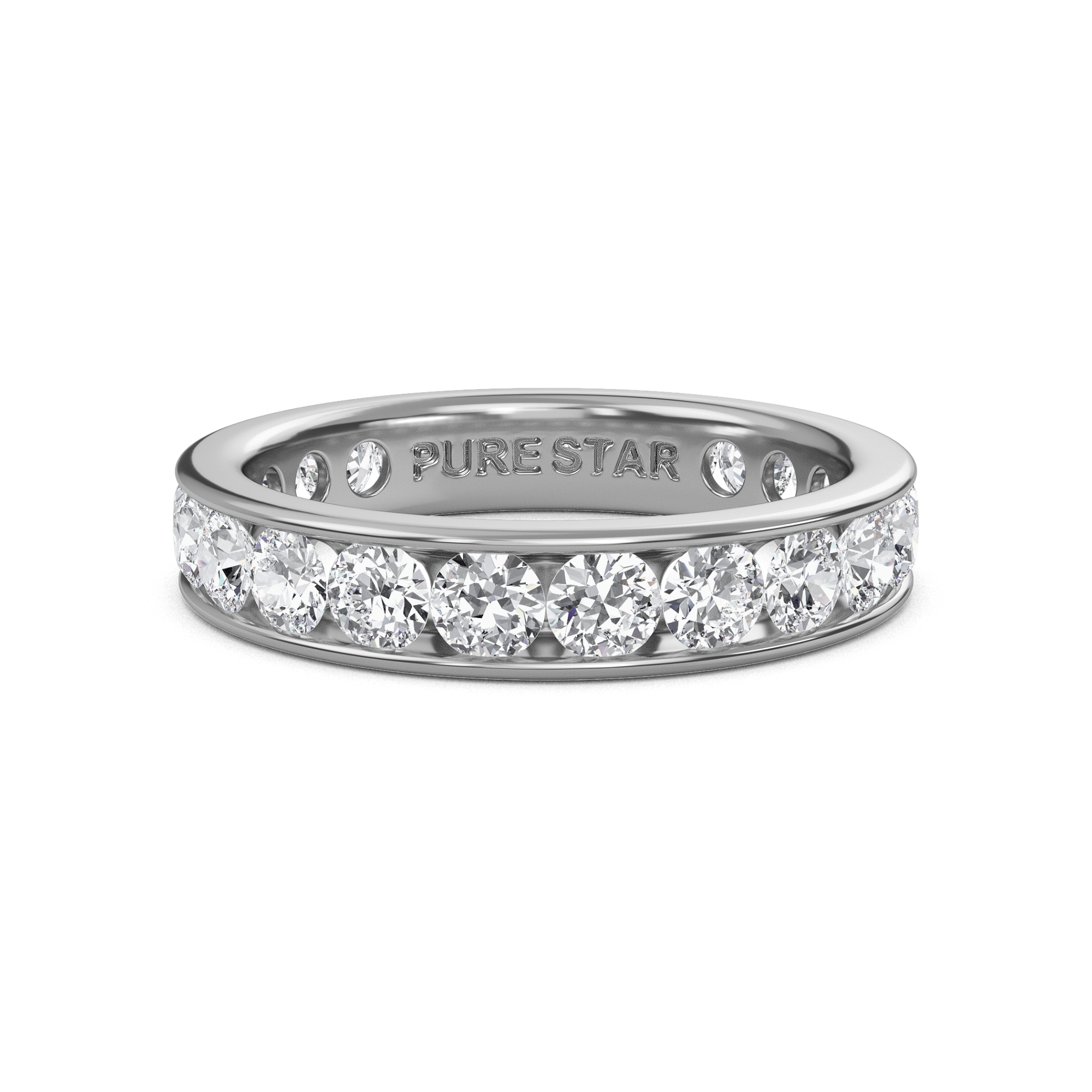 Serenity Round Lab Grown Eternity Band 2.80mm 18K White Gold-purestarjewelry