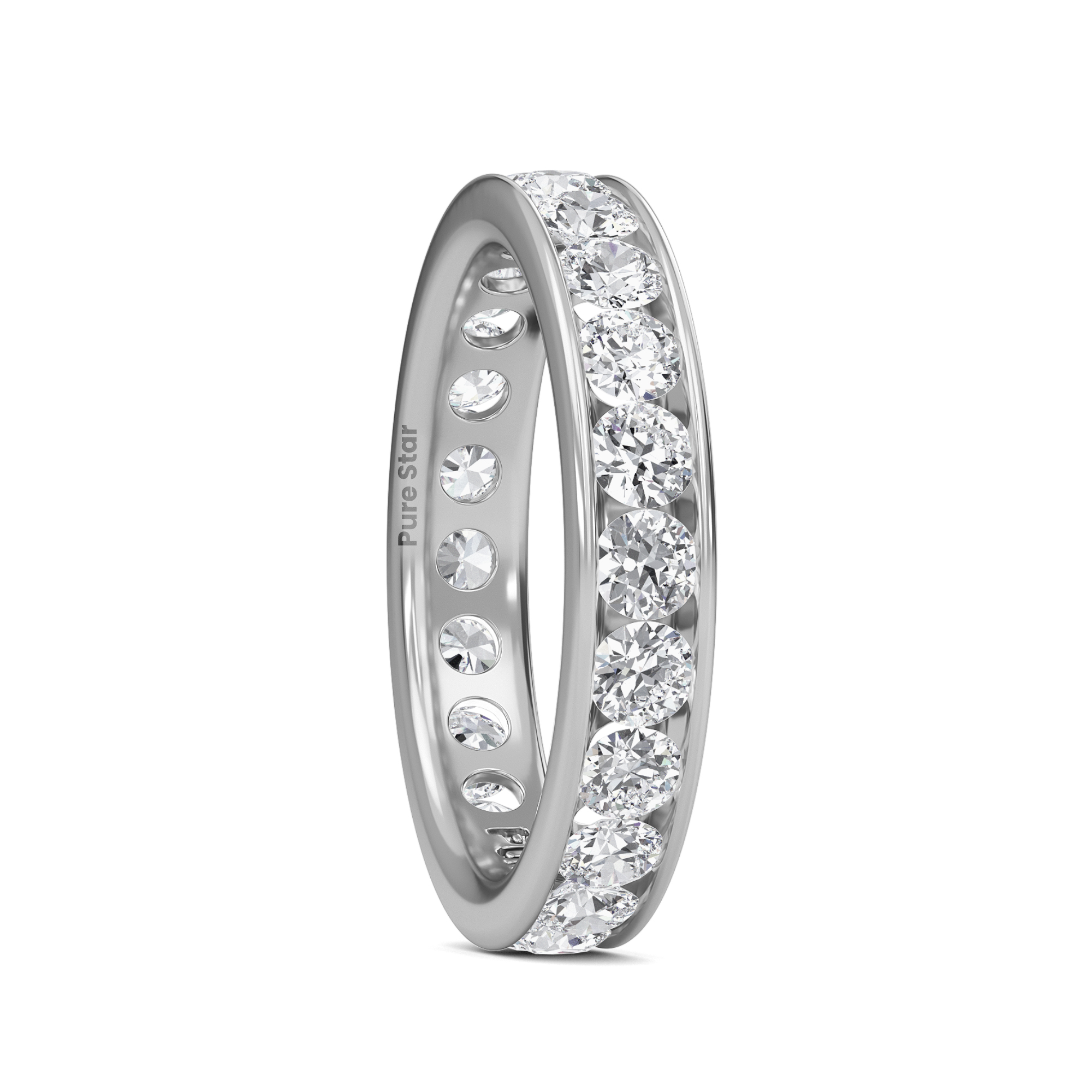 Serenity Round Lab Grown Eternity Band 2.80mm 18K White Gold-purestarjewelry