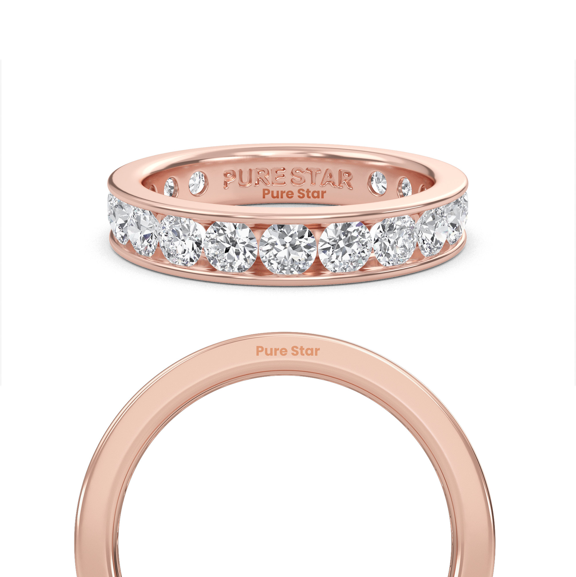 Serenity Round Lab Grown Eternity Band 3mm 18K Rose Gold-purestarjewelry
