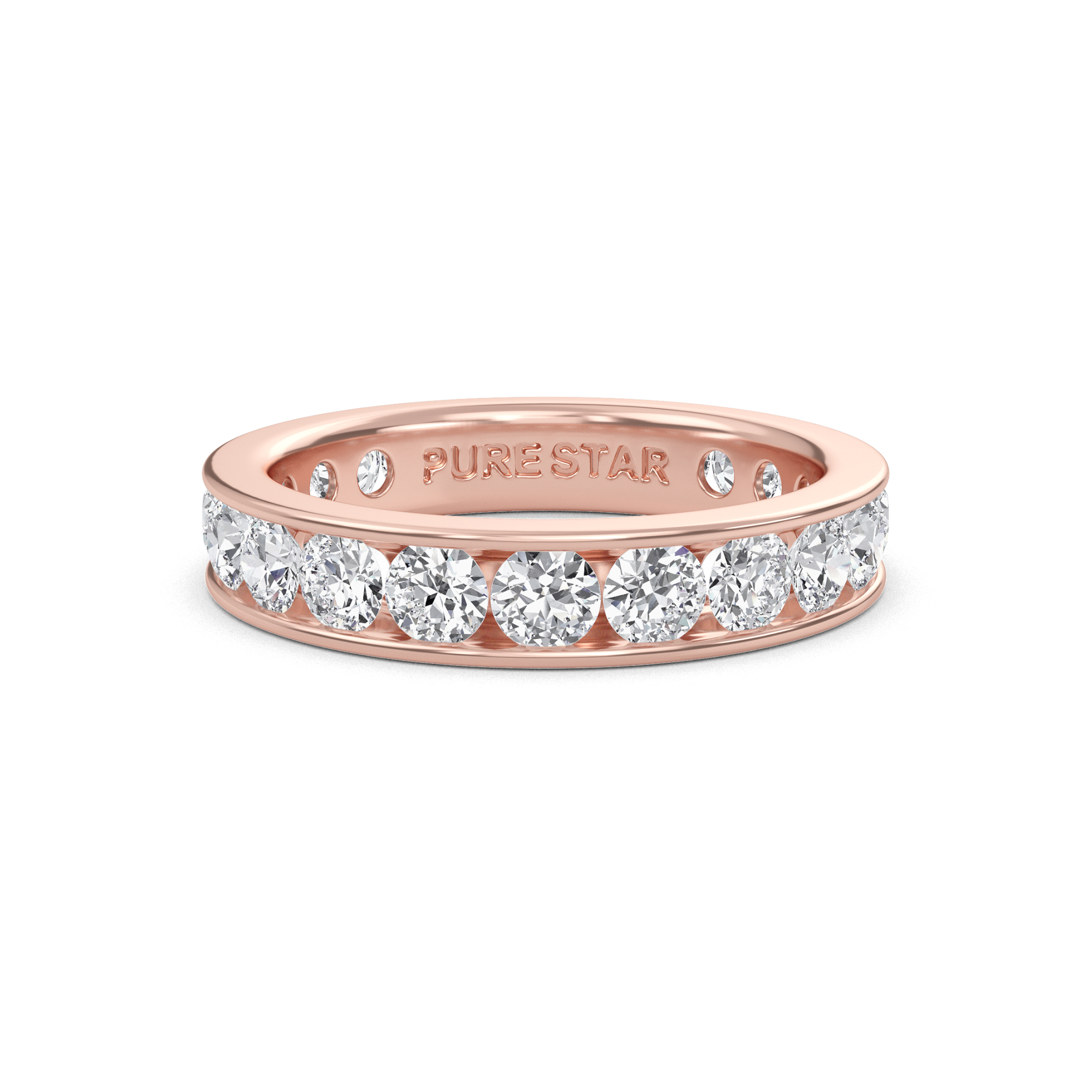 Serenity Round Lab Grown Eternity Band 3mm 10K Rose Gold-purestarjewelry