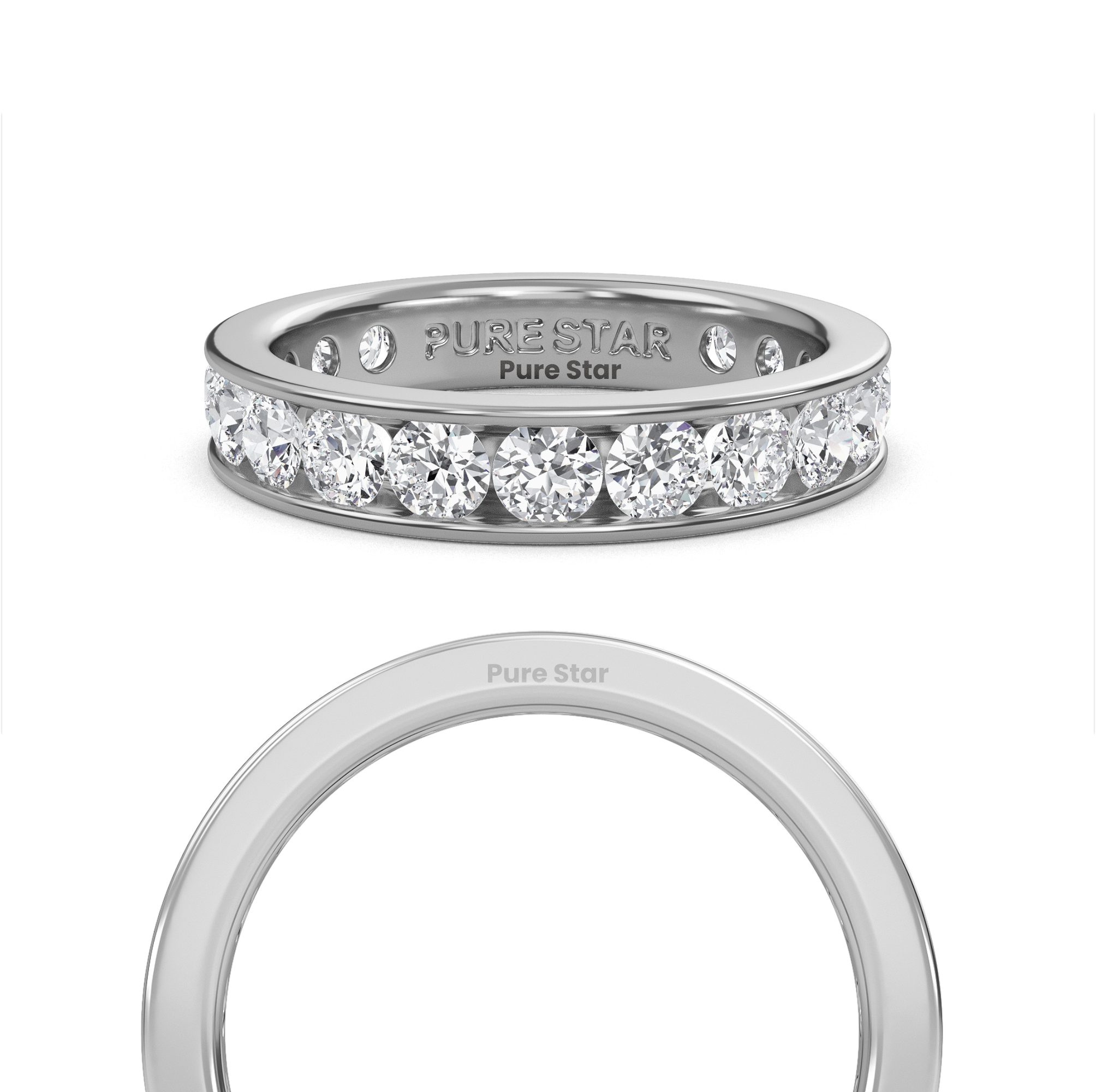 Serenity Round Lab Grown Eternity Band 3mm 18K White Gold-purestarjewelry