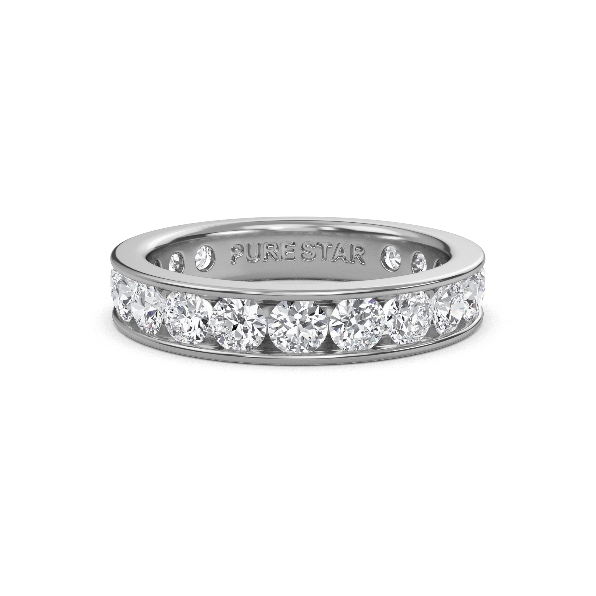 Serenity Round Lab Grown Eternity Band 3mm 18K White Gold-purestarjewelry
