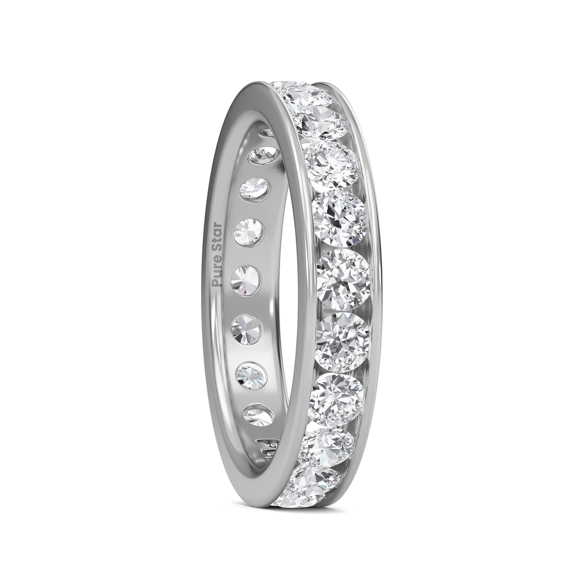 Serenity Round Lab Grown Eternity Band 3mm 18K White Gold-purestarjewelry