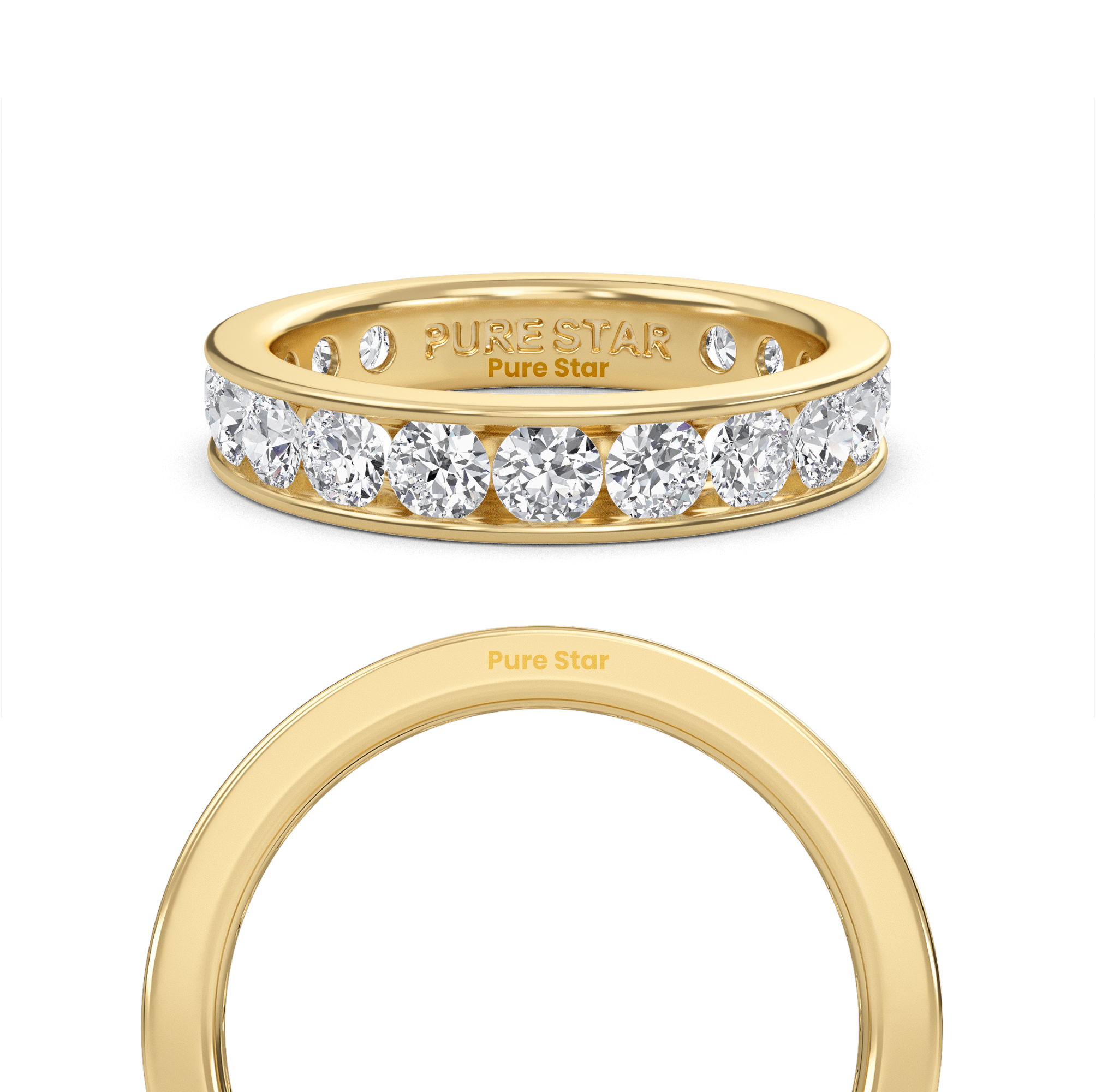 Serenity Round Lab Grown Eternity Band 3mm 14K Yellow Gold-purestarjewelry
