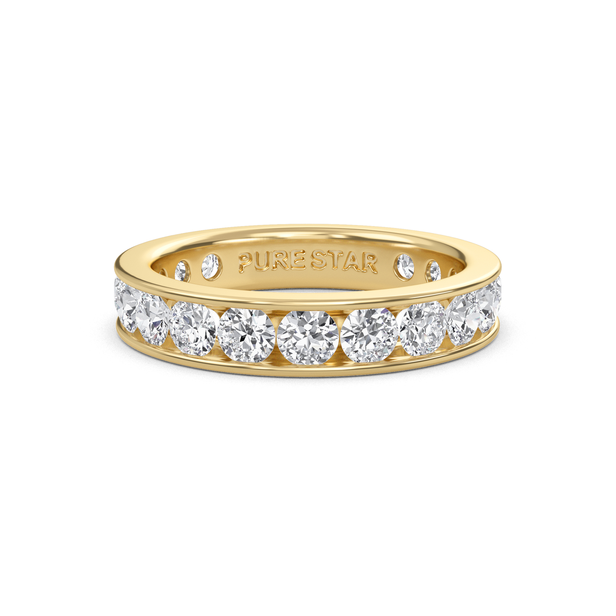 Serenity Round Lab Grown Eternity Band 3mm 14K Yellow Gold-purestarjewelry