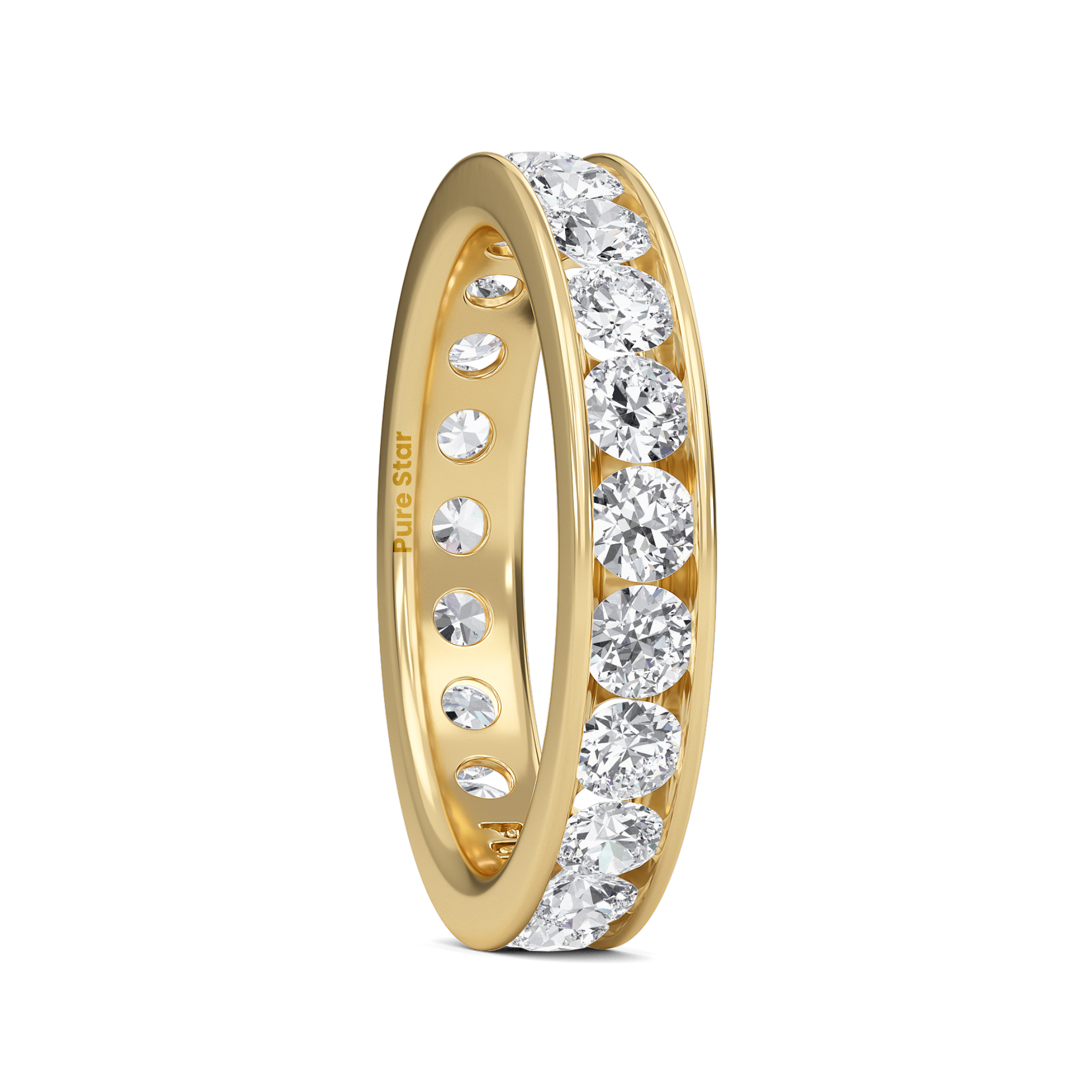 Serenity Round Lab Grown Eternity Band 3mm 10K Yellow Gold-purestarjewelry
