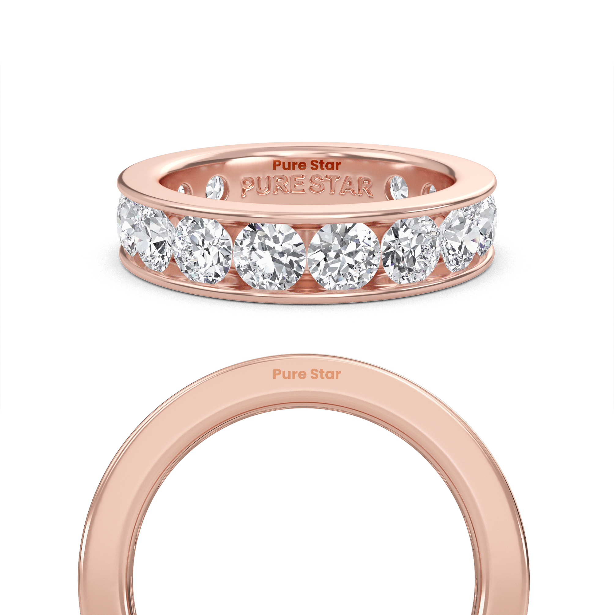 Serenity Round Lab Grown Eternity Band 3.80mm 10K Rose Gold-purestarjewelry