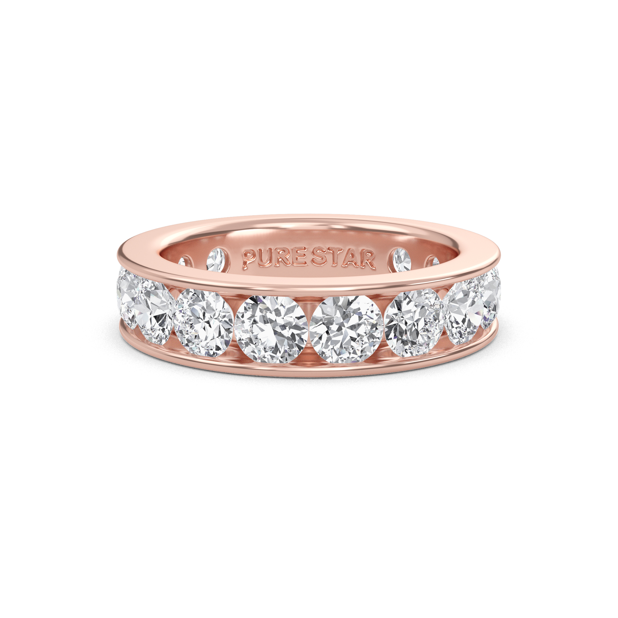 Serenity Round Lab Grown Eternity Band 3.80mm 10K Rose Gold-purestarjewelry