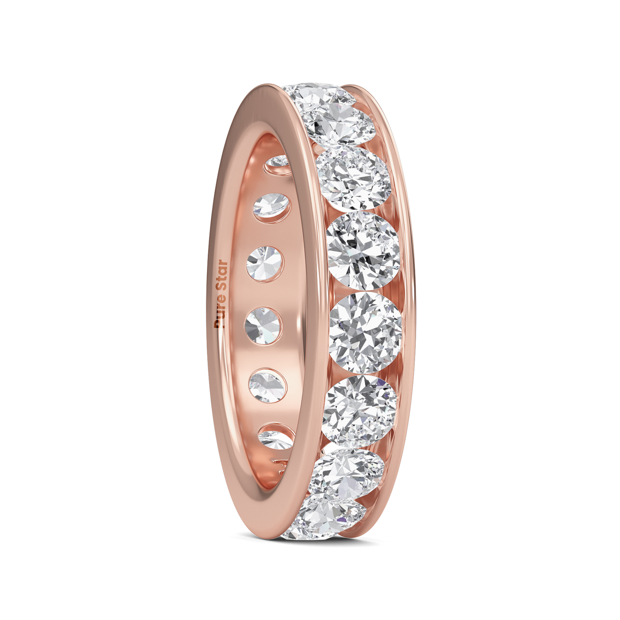 Serenity Round Lab Grown Eternity Band 3.80mm 10K Rose Gold-purestarjewelry