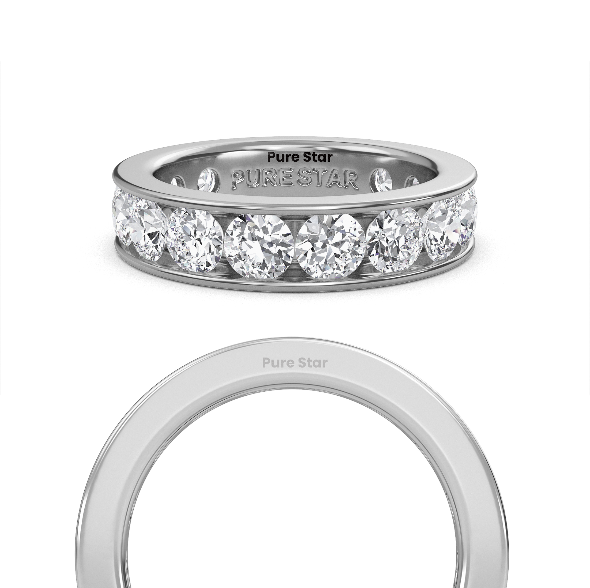 Serenity Round Lab Grown Eternity Band 3.80mm 10K White Gold-purestarjewelry