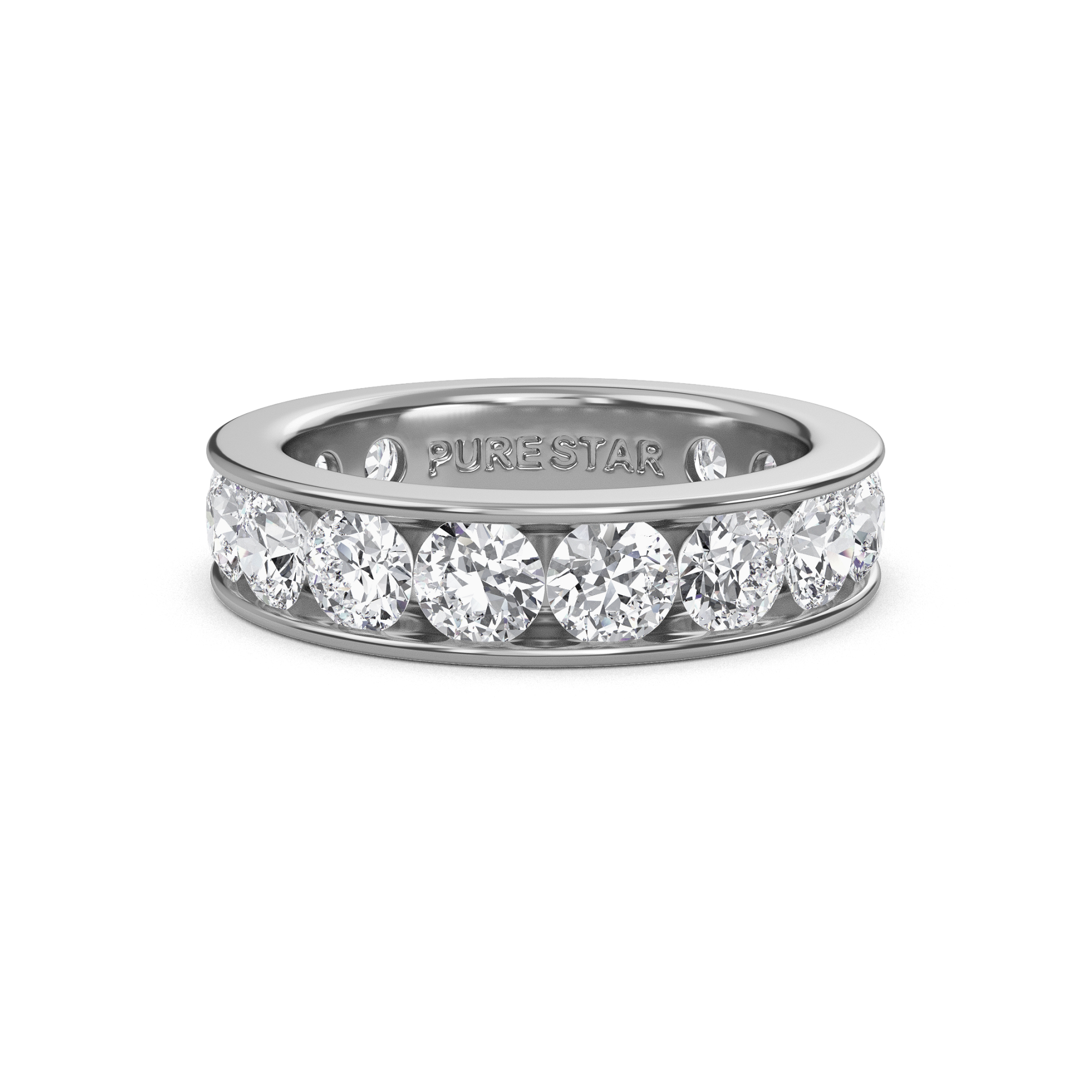 Serenity Round Lab Grown Eternity Band 3.80mm 18K White Gold-purestarjewelry