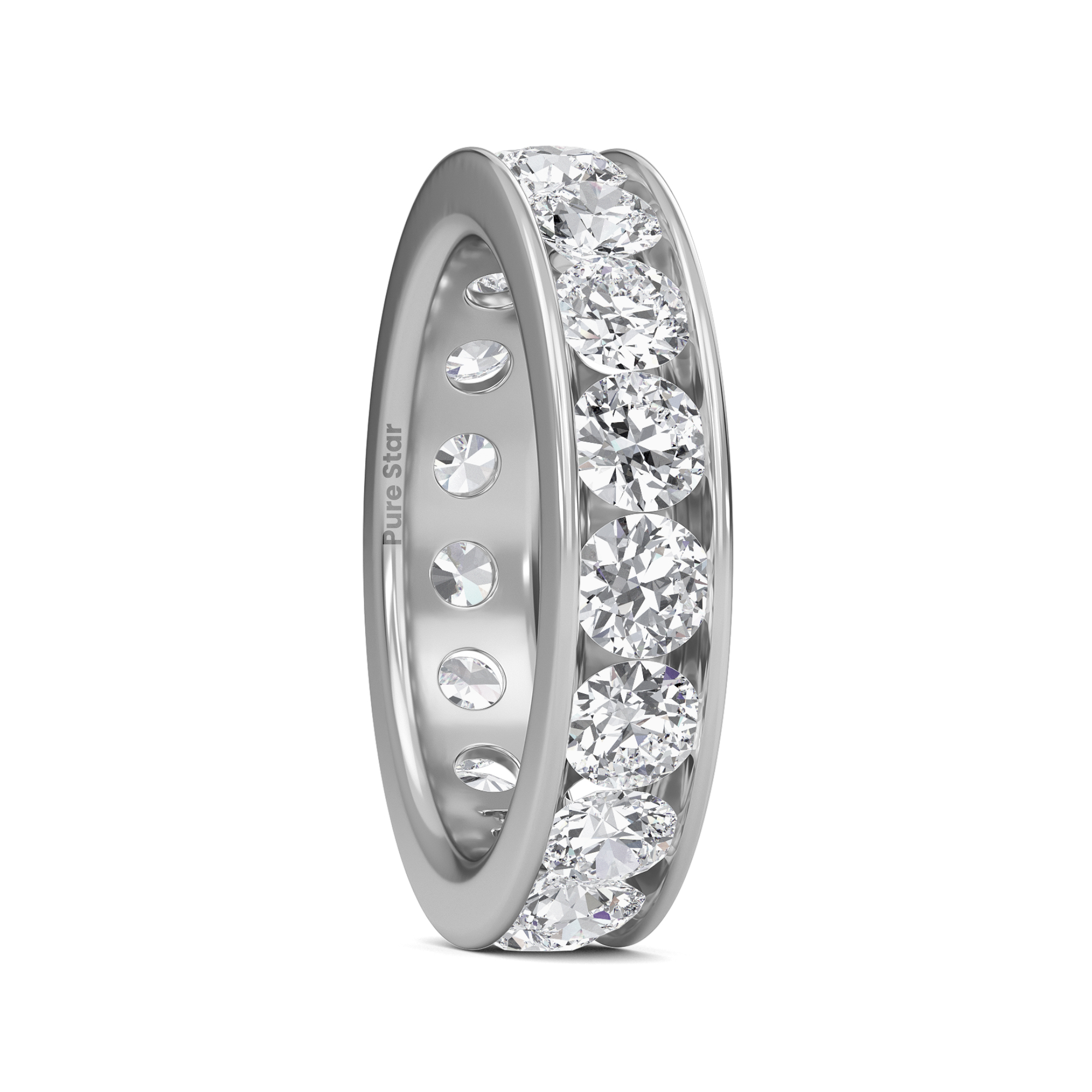 Serenity Round Lab Grown Eternity Band 3.80mm 18K White Gold-purestarjewelry