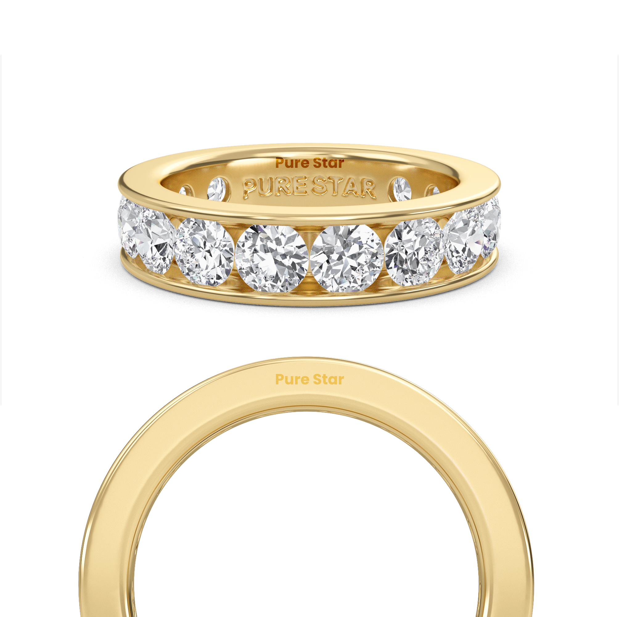 Serenity Round Lab Grown Eternity Band 3.80mm 14K Yellow Gold-purestarjewelry