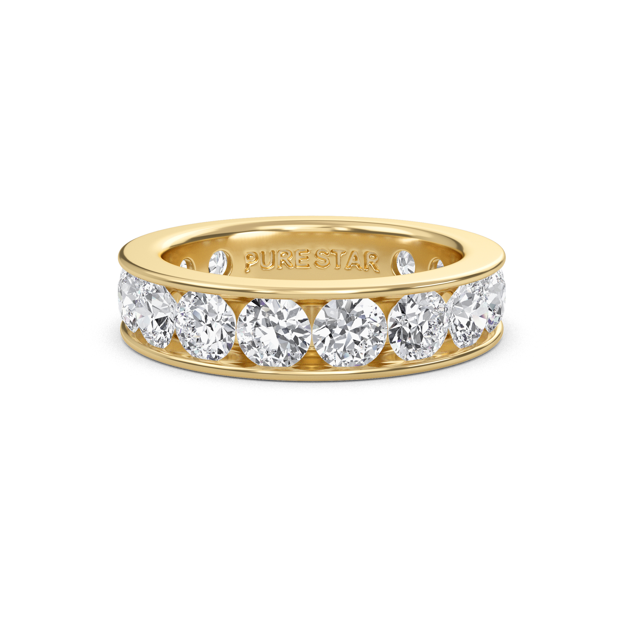 Serenity Round Lab Grown Eternity Band 3.80mm 10K Yellow Gold-purestarjewelry