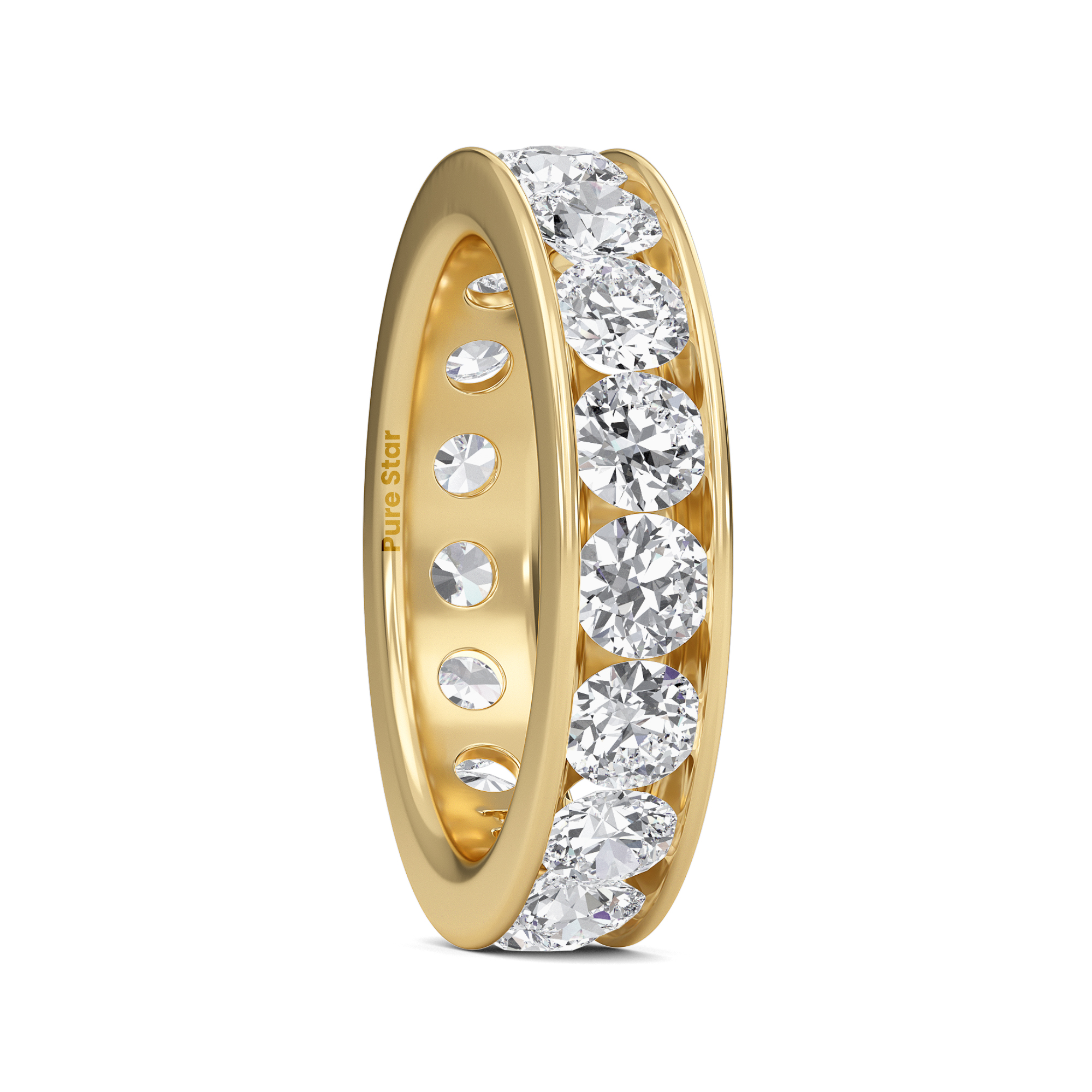 Serenity Round Lab Grown Eternity Band 3.80mm 14K Yellow Gold-purestarjewelry