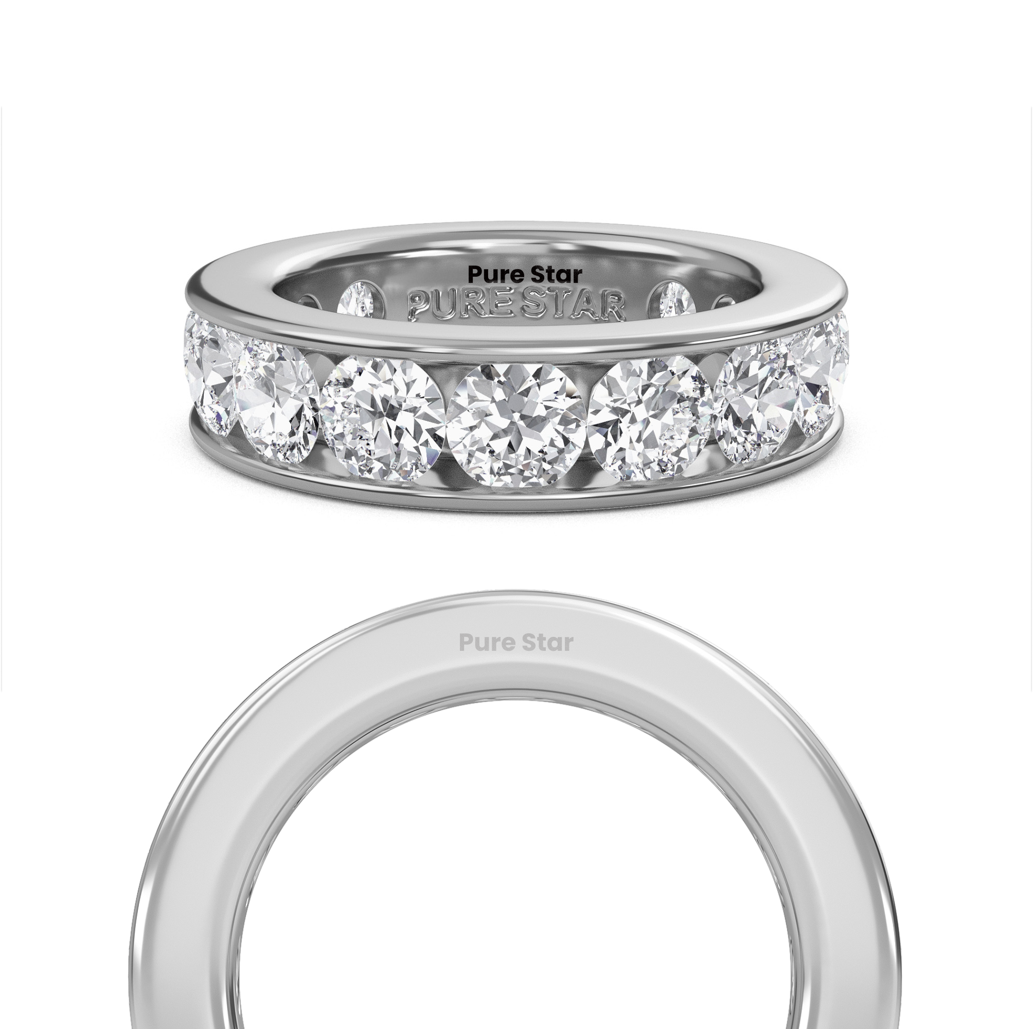 Serenity Round Lab Grown Eternity Band 4.30mm 14K White Gold-purestarjewelry