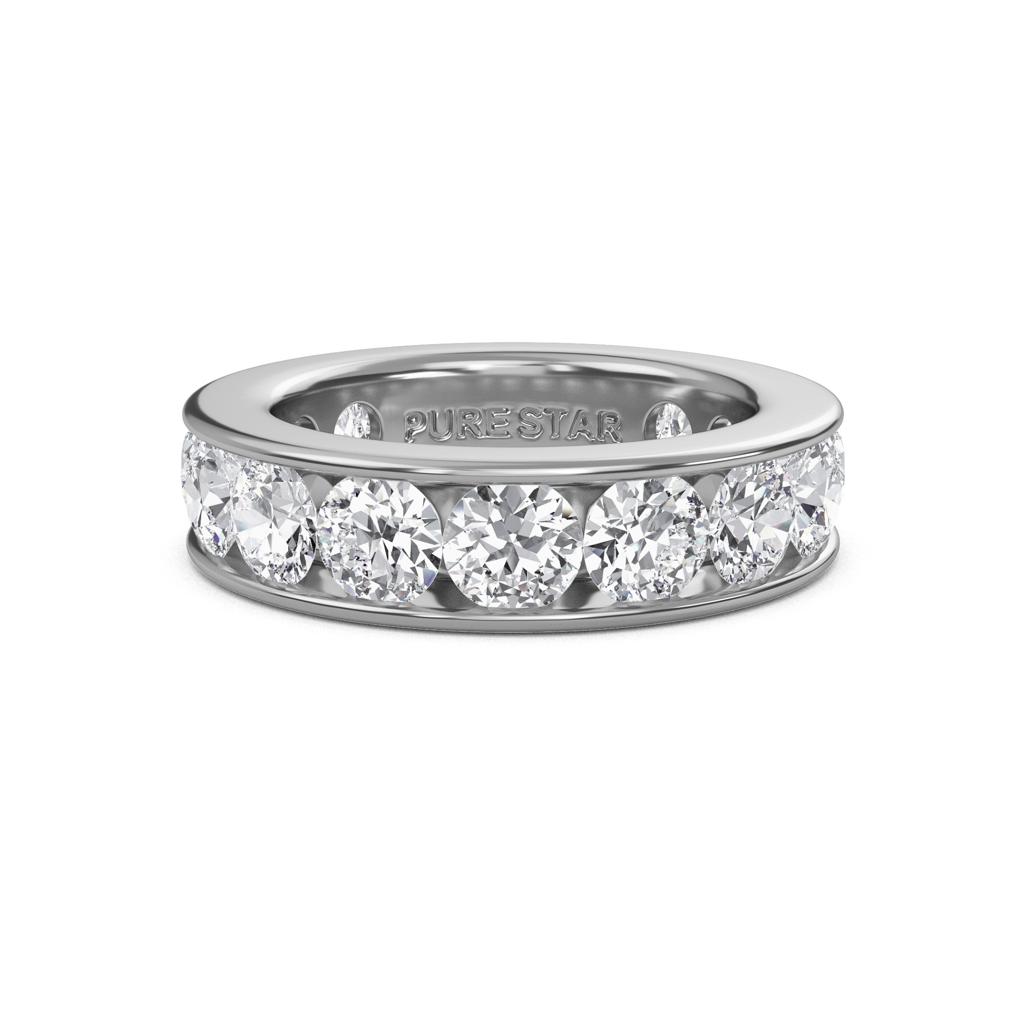 Serenity Round Lab Grown Eternity Band 4.30mm 18K White Gold-purestarjewelry
