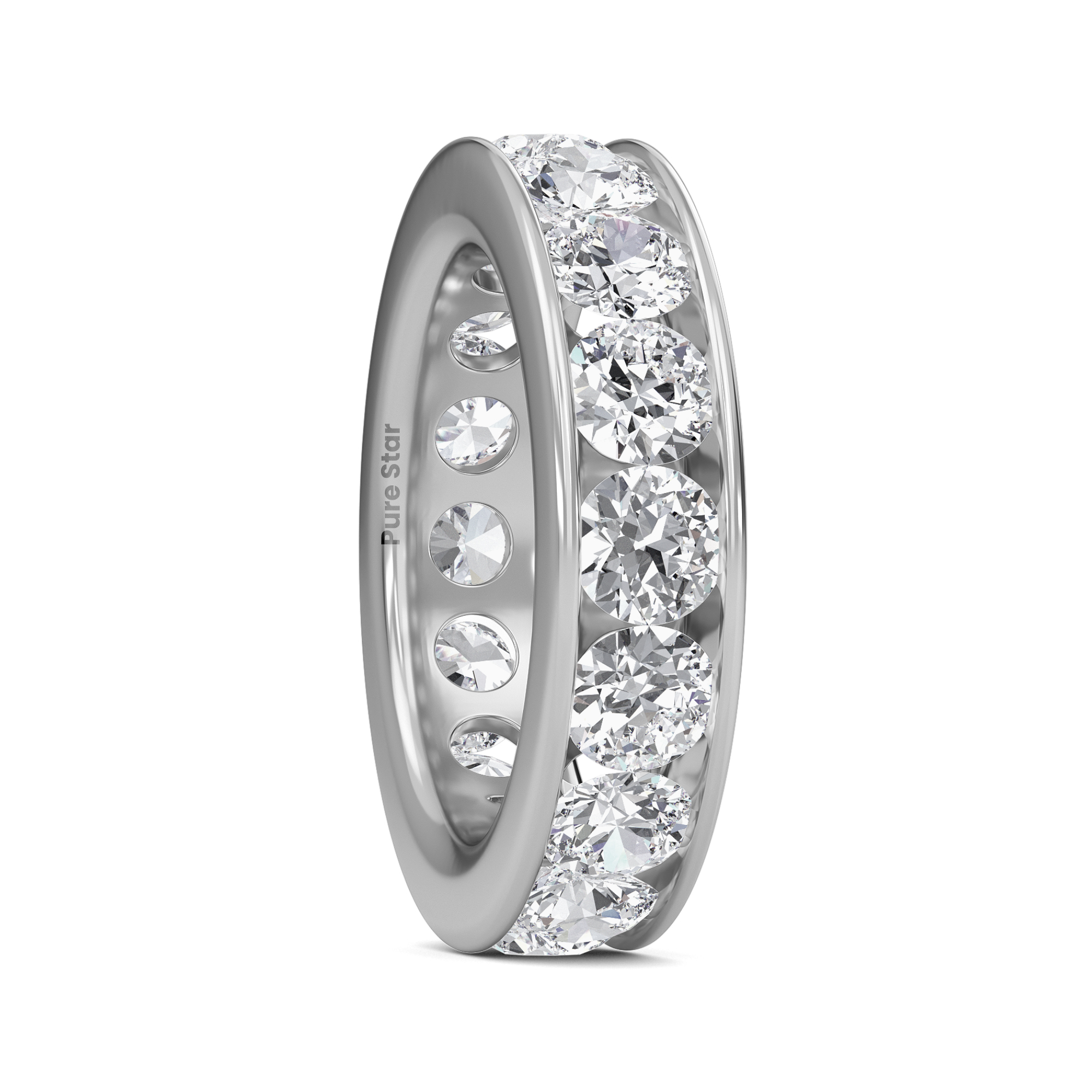Serenity Round Lab Grown Eternity Band 4.30mm 18K White Gold-purestarjewelry