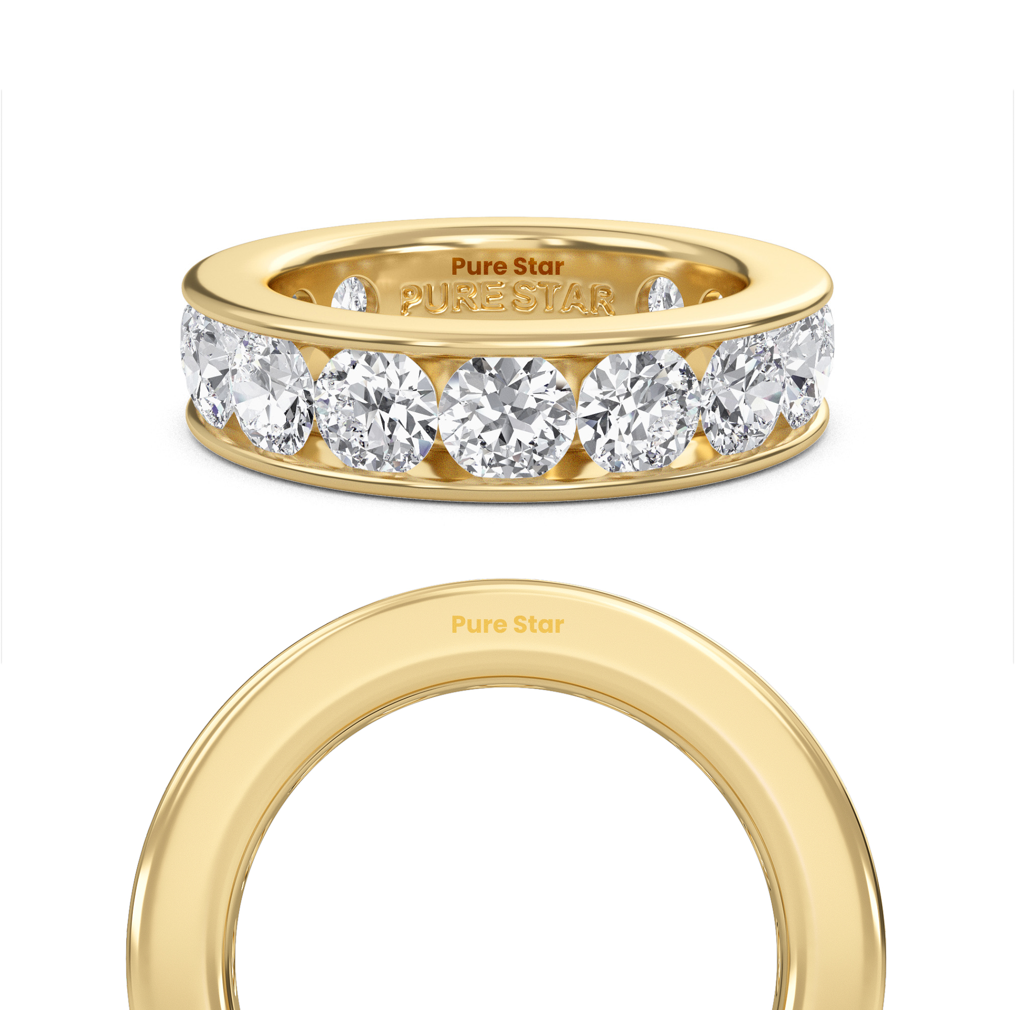 Serenity Round Lab Grown Eternity Band 4.30mm 18K Yellow Gold-purestarjewelry