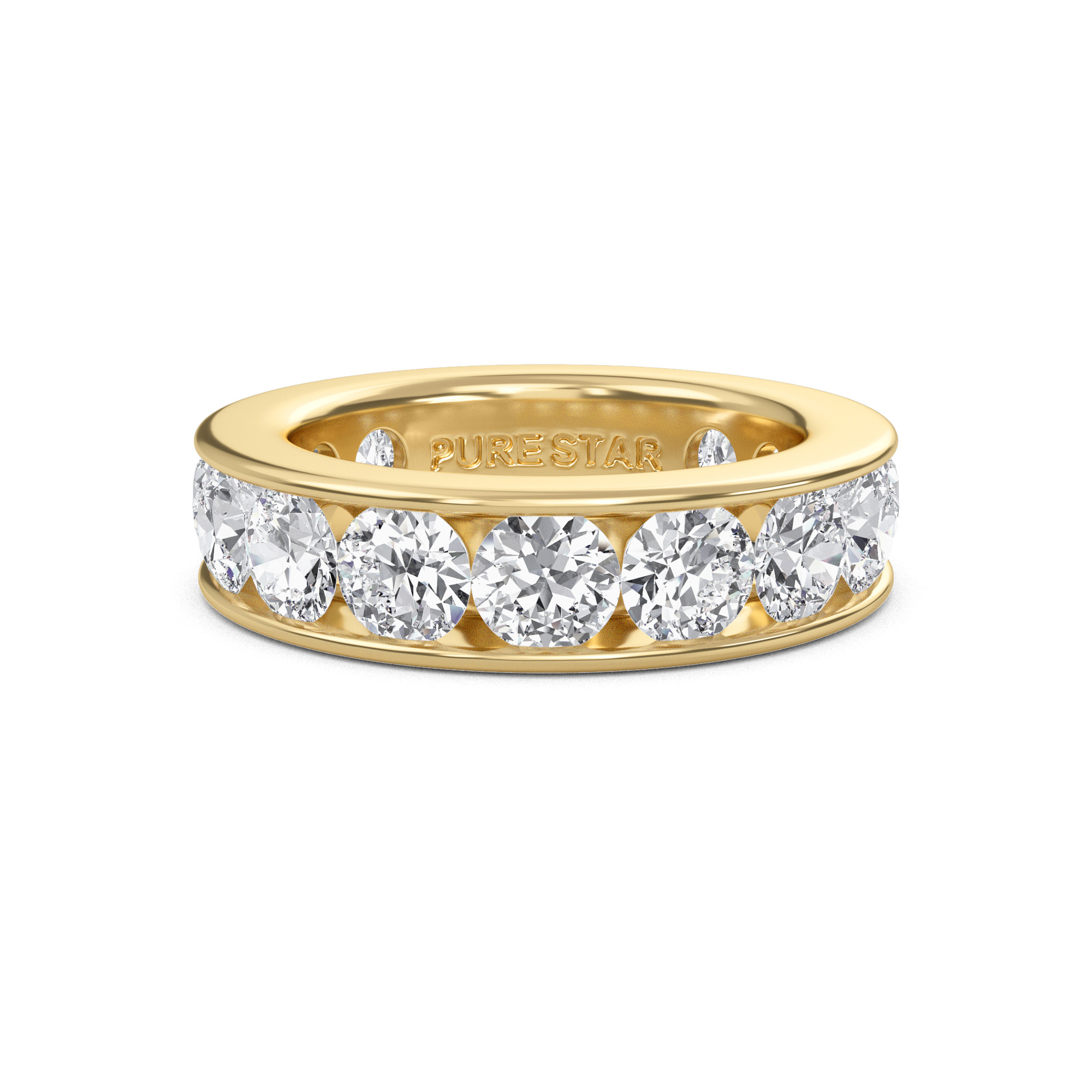 Serenity Round Lab Grown Eternity Band 4.30mm 18K Yellow Gold-purestarjewelry