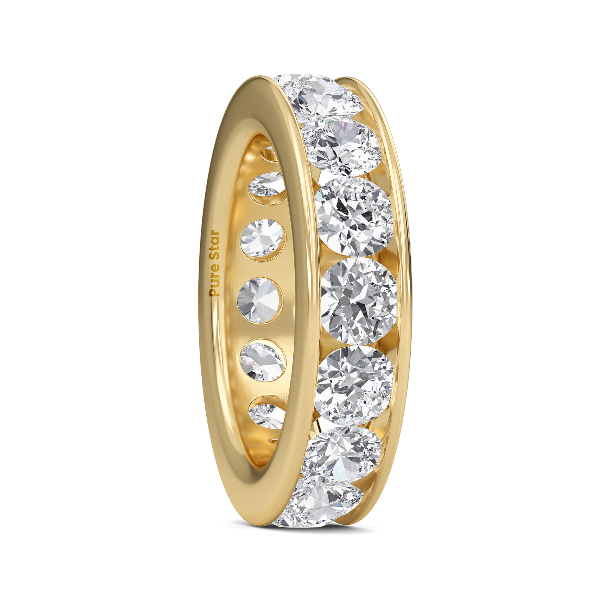 Serenity Round Lab Grown Eternity Band 4.30mm 18K Yellow Gold-purestarjewelry