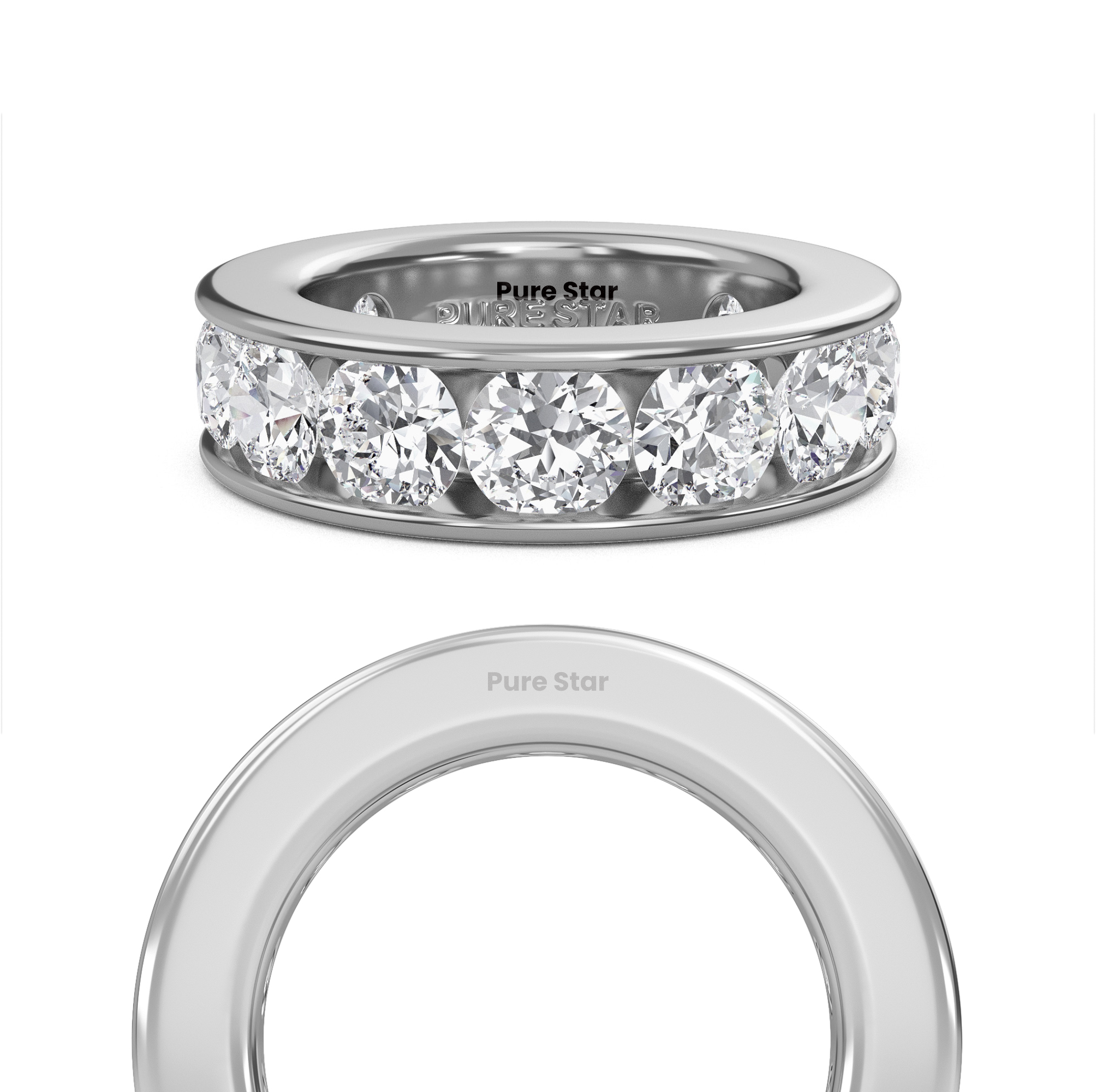 Serenity Round Lab Grown Eternity Band 5mm 10K White Gold-purestarjewelry