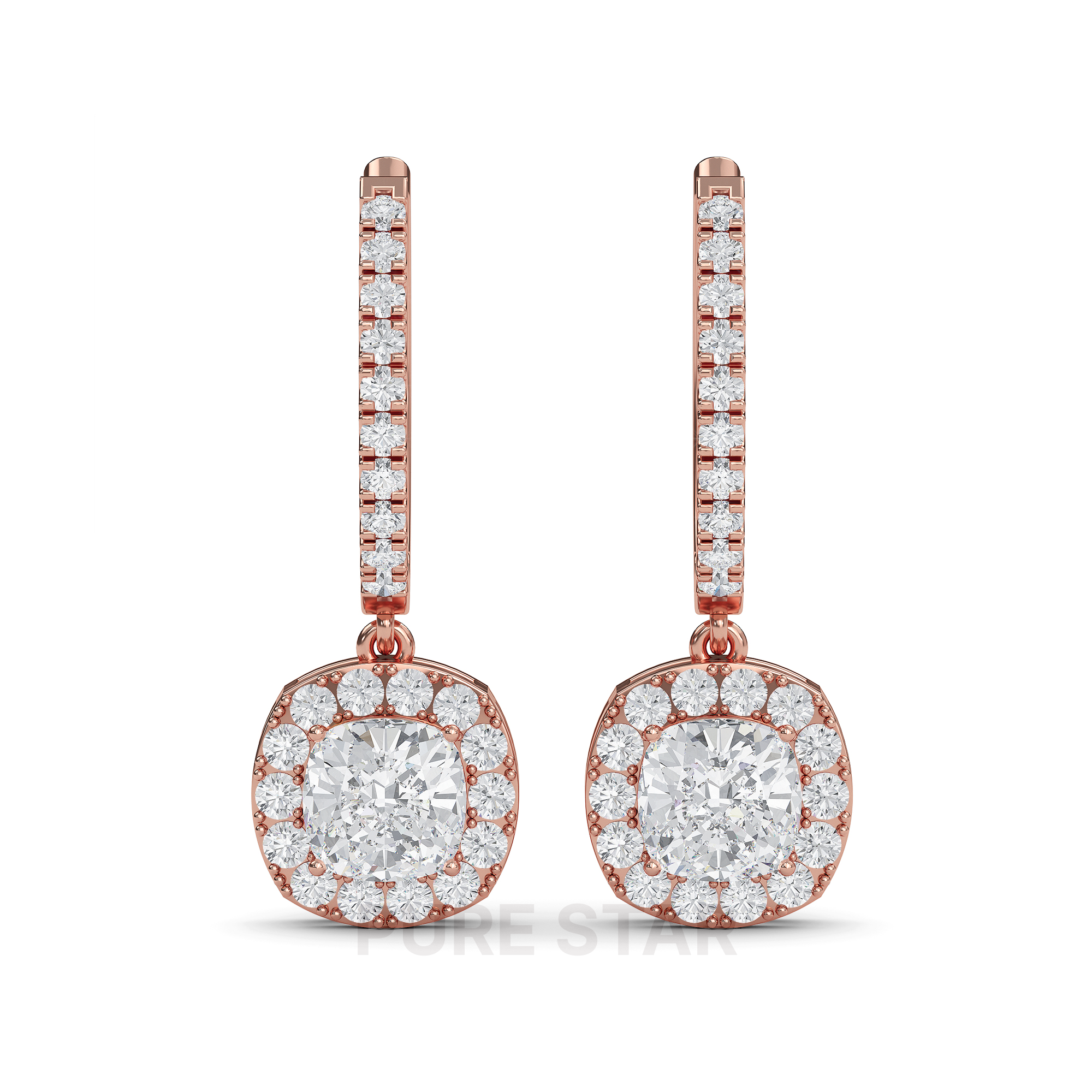 Selena Cushion Lab Grown  Earring 0.05CT 14K Rose Gold-purestarjewelry