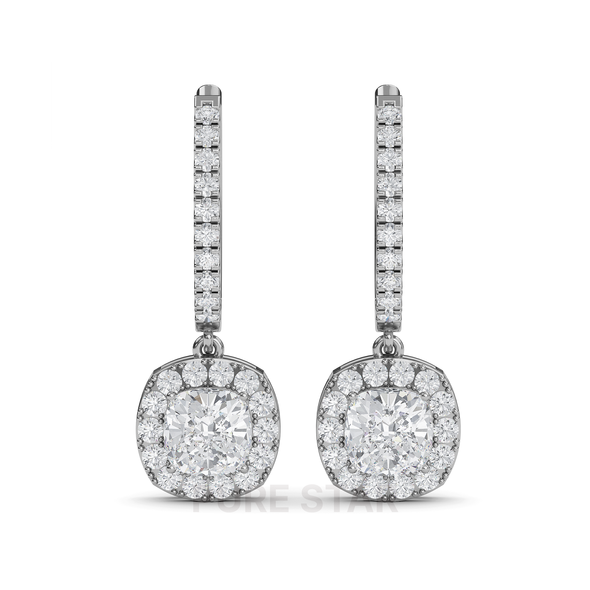 Selena Cushion Lab Grown  Earring 0.15CT 14K White Gold-purestarjewelry