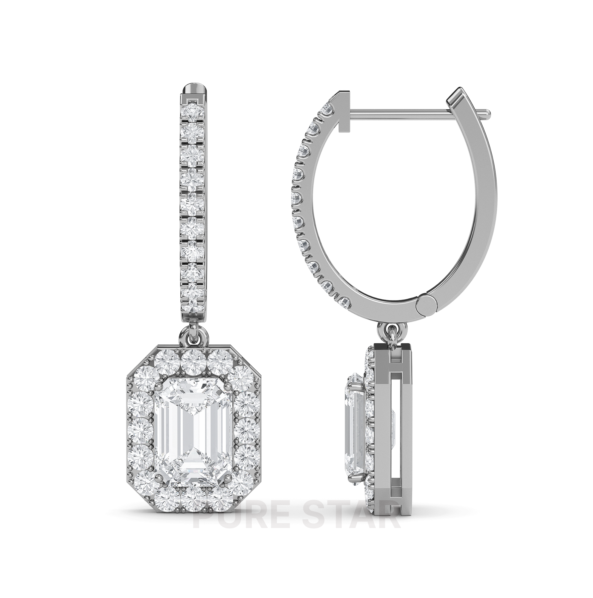 Parker Emerald Lab Grown  Earring 0.30CT 10k White Gold-purestarjewelry
