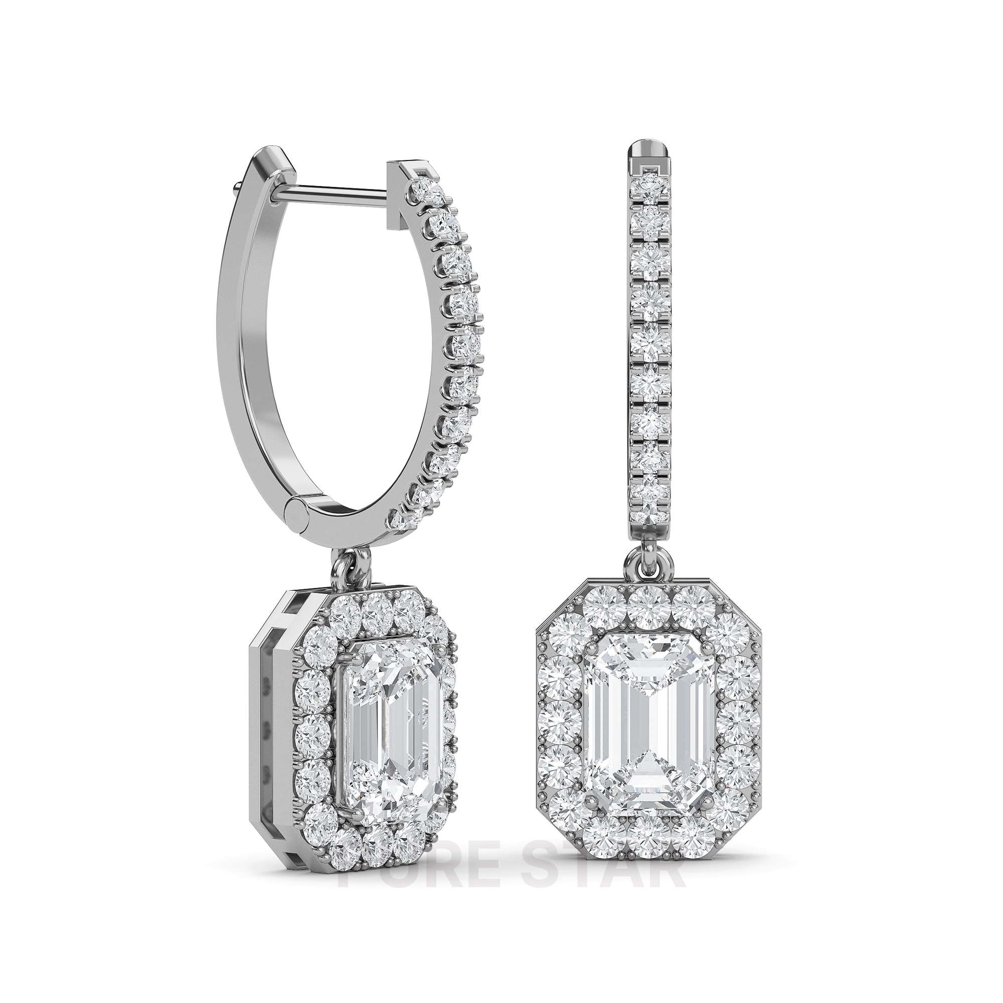 Parker Emerald Lab Grown  Earring 0.30CT 10k White Gold-purestarjewelry