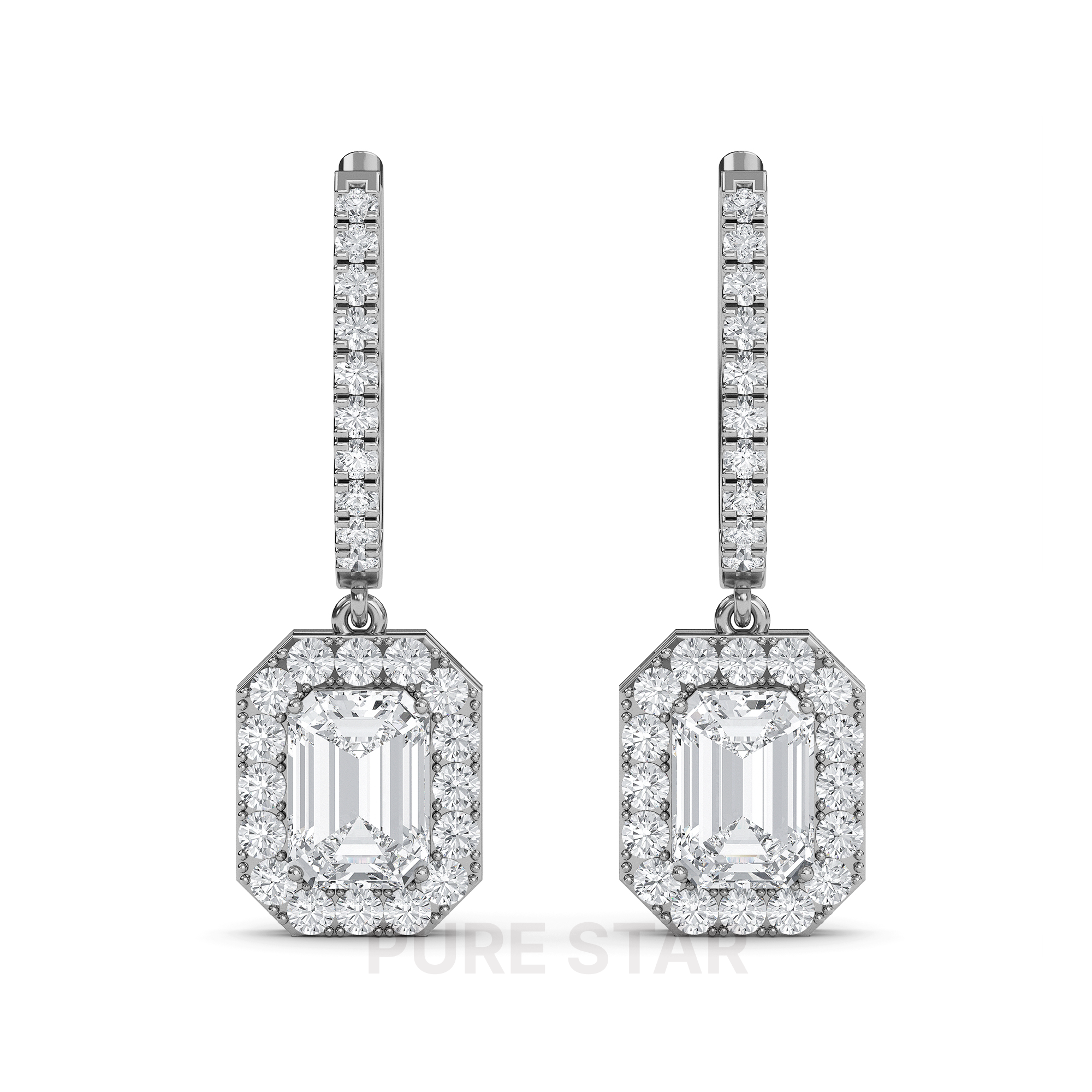Parker Emerald Lab Grown  Earring 0.30CT 10k White Gold-purestarjewelry