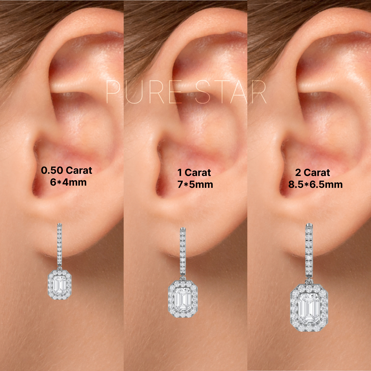 Parker Emerald Lab Grown  Earring 0.30CT 10k White Gold-purestarjewelry