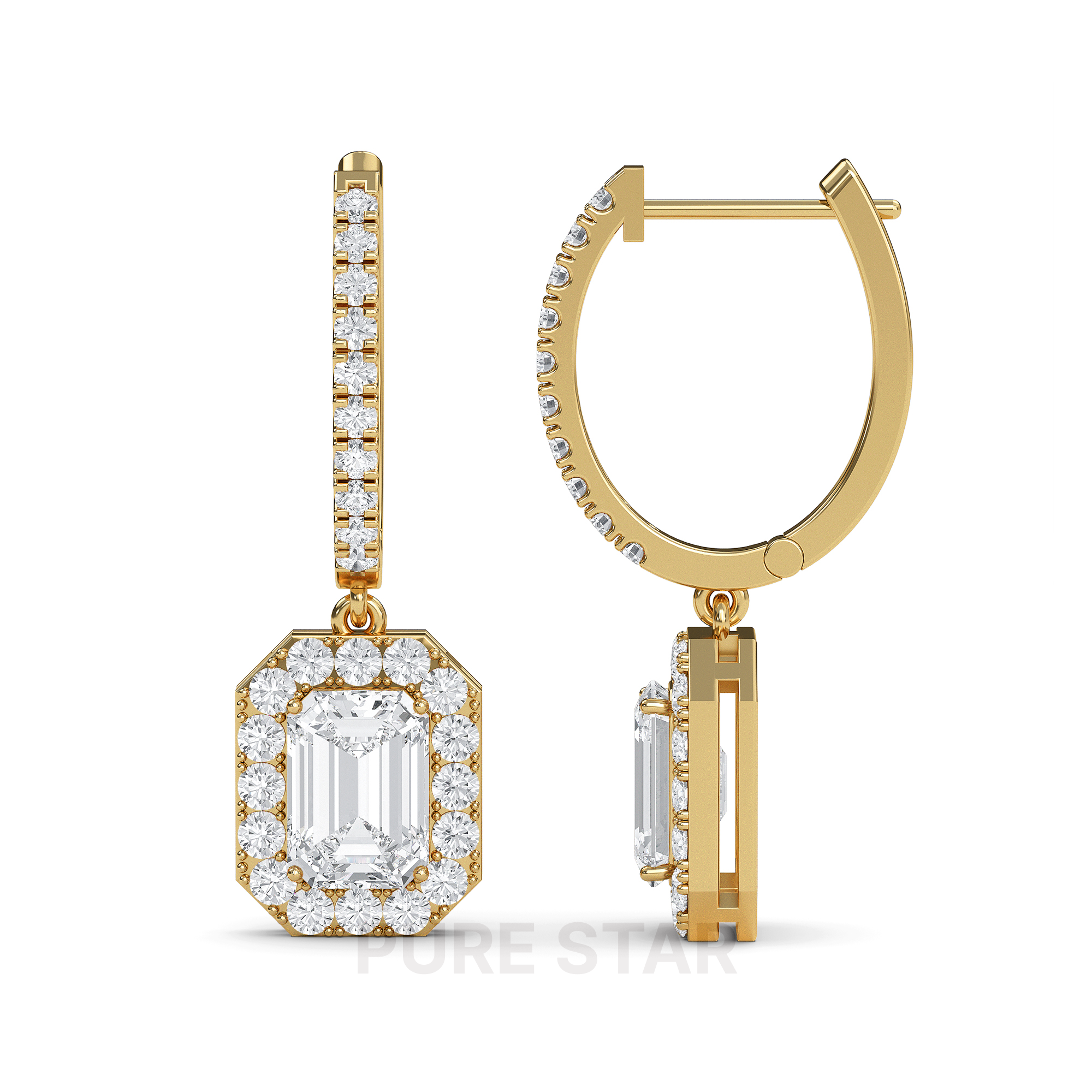 Parker Emerald Lab Grown  Earring 0.15CT 14K Yellow Gold-purestarjewelry
